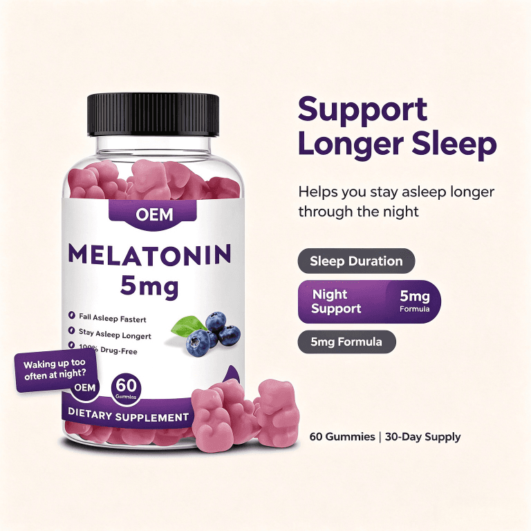 Private Label Organic Melatonin Gummy Candy Sleep Relax Immune Energy Adult