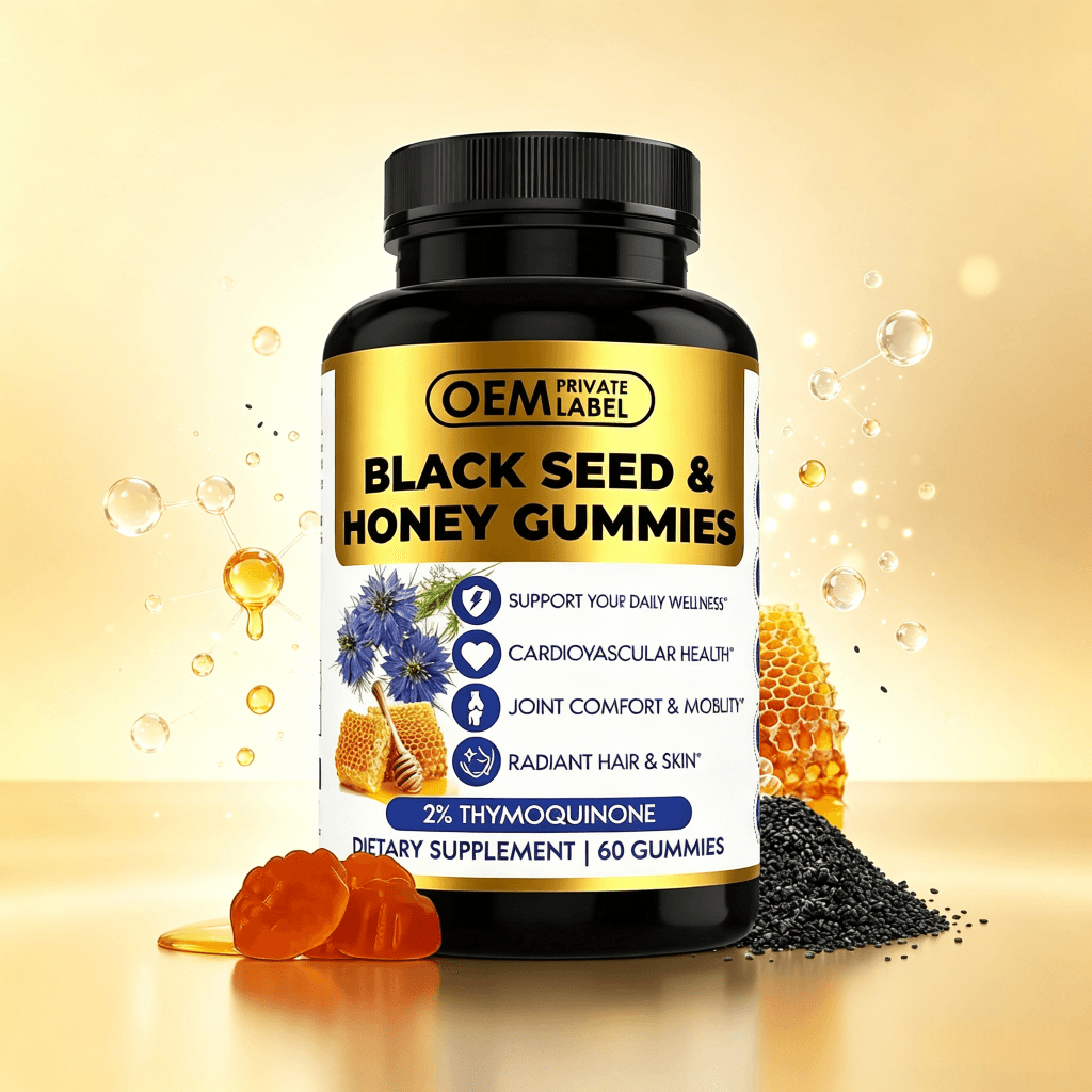 High Quality 100% Cold Pressed Black Seed Oil Gummies Candy Sugar Free Gummies Immune Support Organic Black Seed Oil