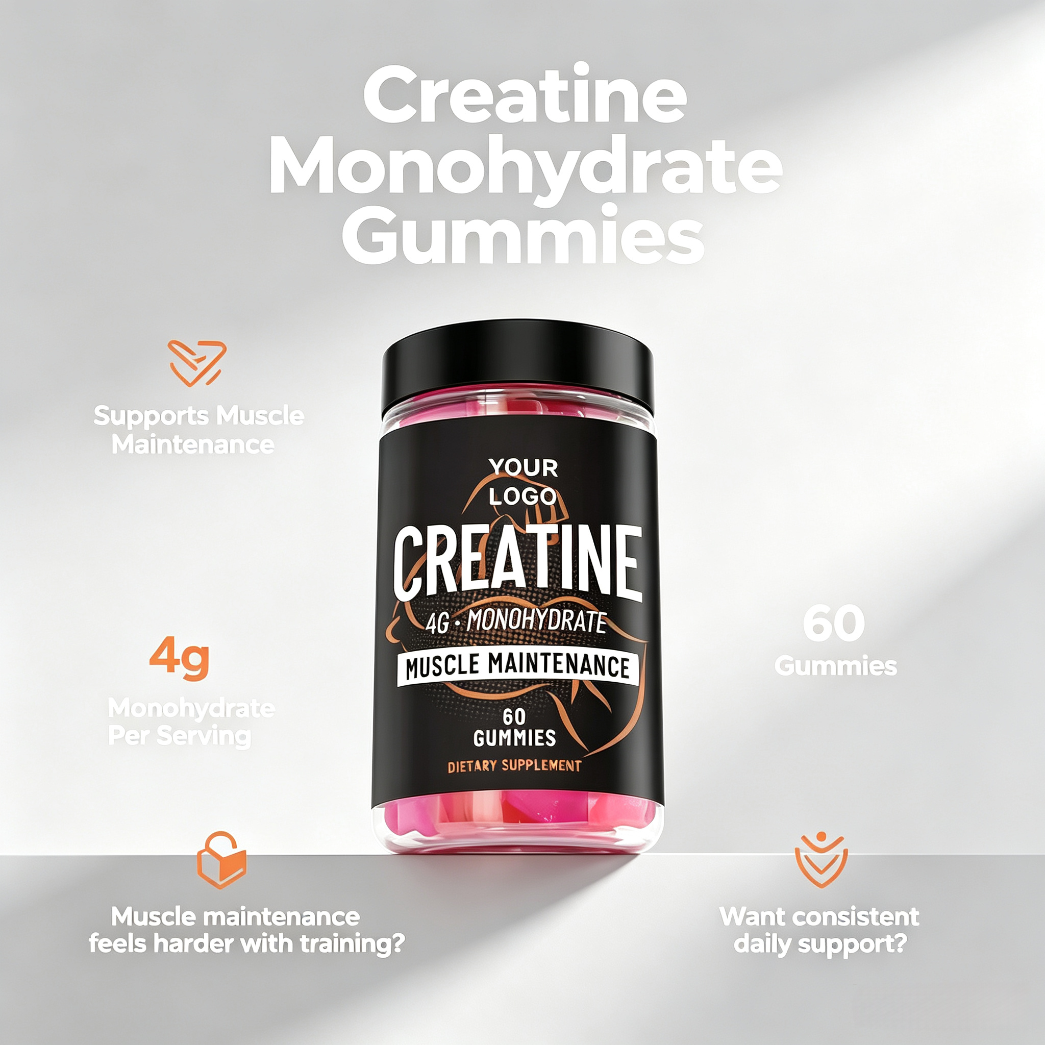 Low Price Gummy Supplement Women Creatine Monohydrate Gummies for Buttocks