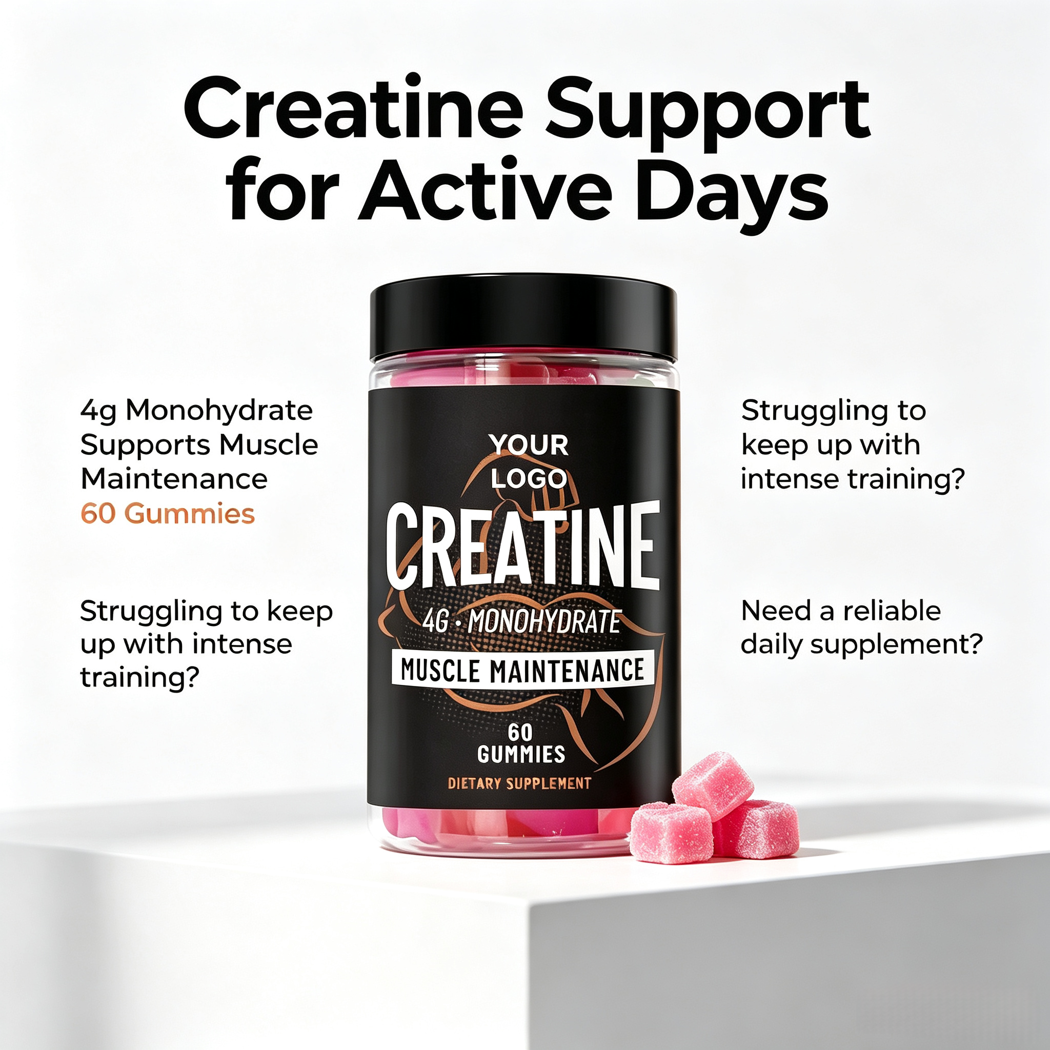 Low Price Gummy Supplement Women Creatine Monohydrate Gummies for Buttocks