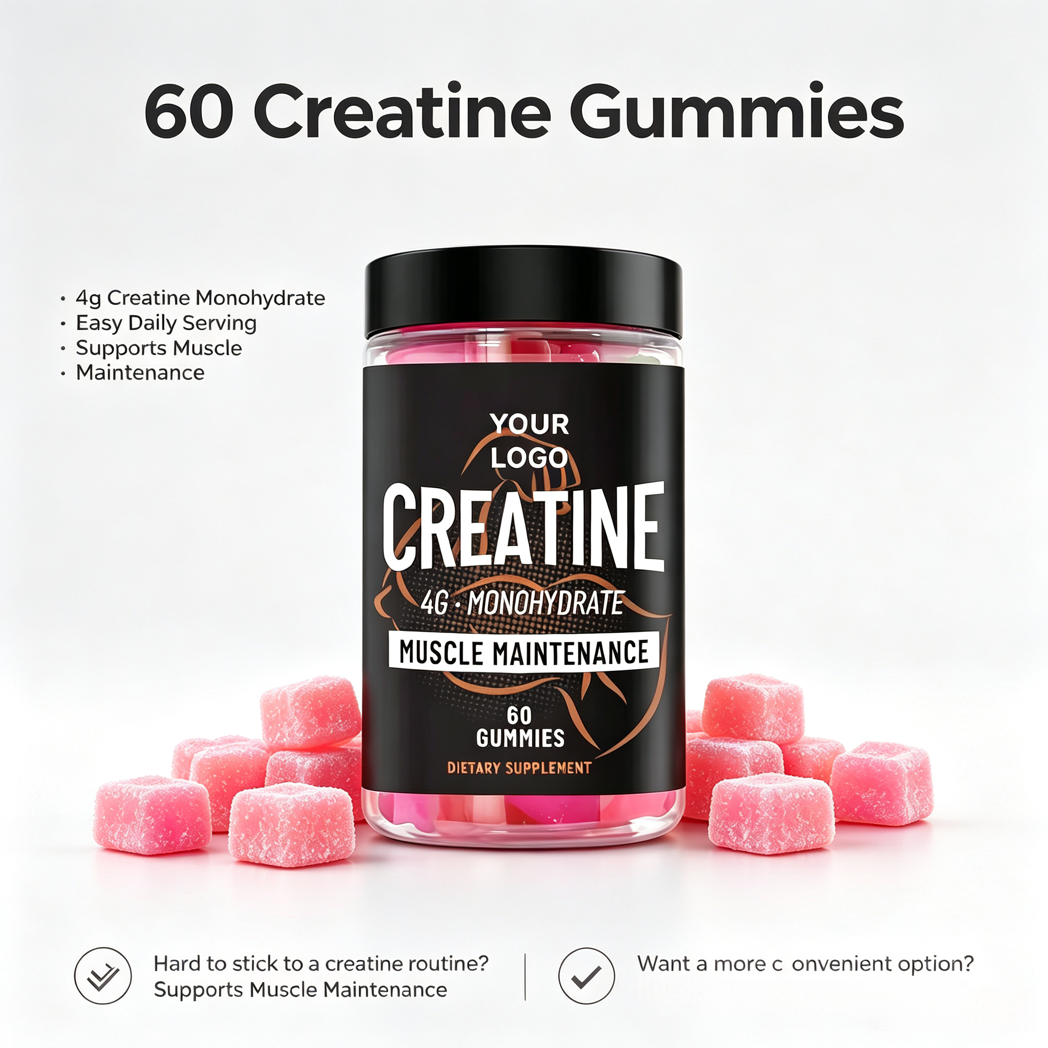 Low Price Gummy Supplement Women Creatine Monohydrate Gummies for Buttocks