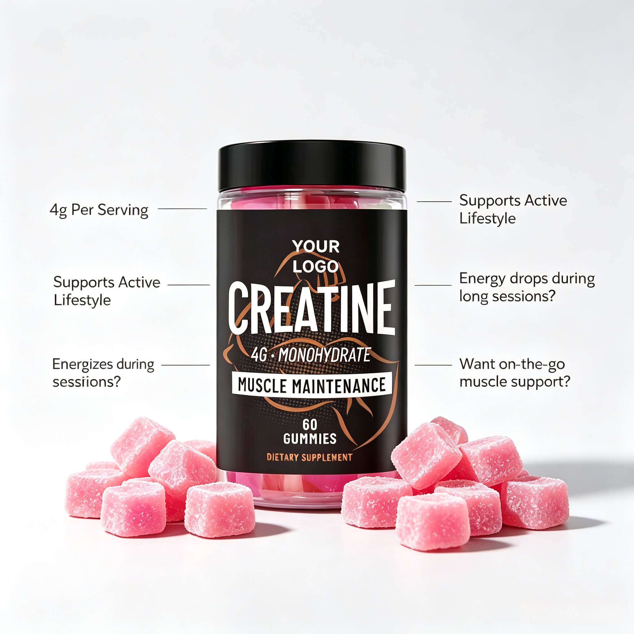 Low Price Gummy Supplement Women Creatine Monohydrate Gummies for Buttocks