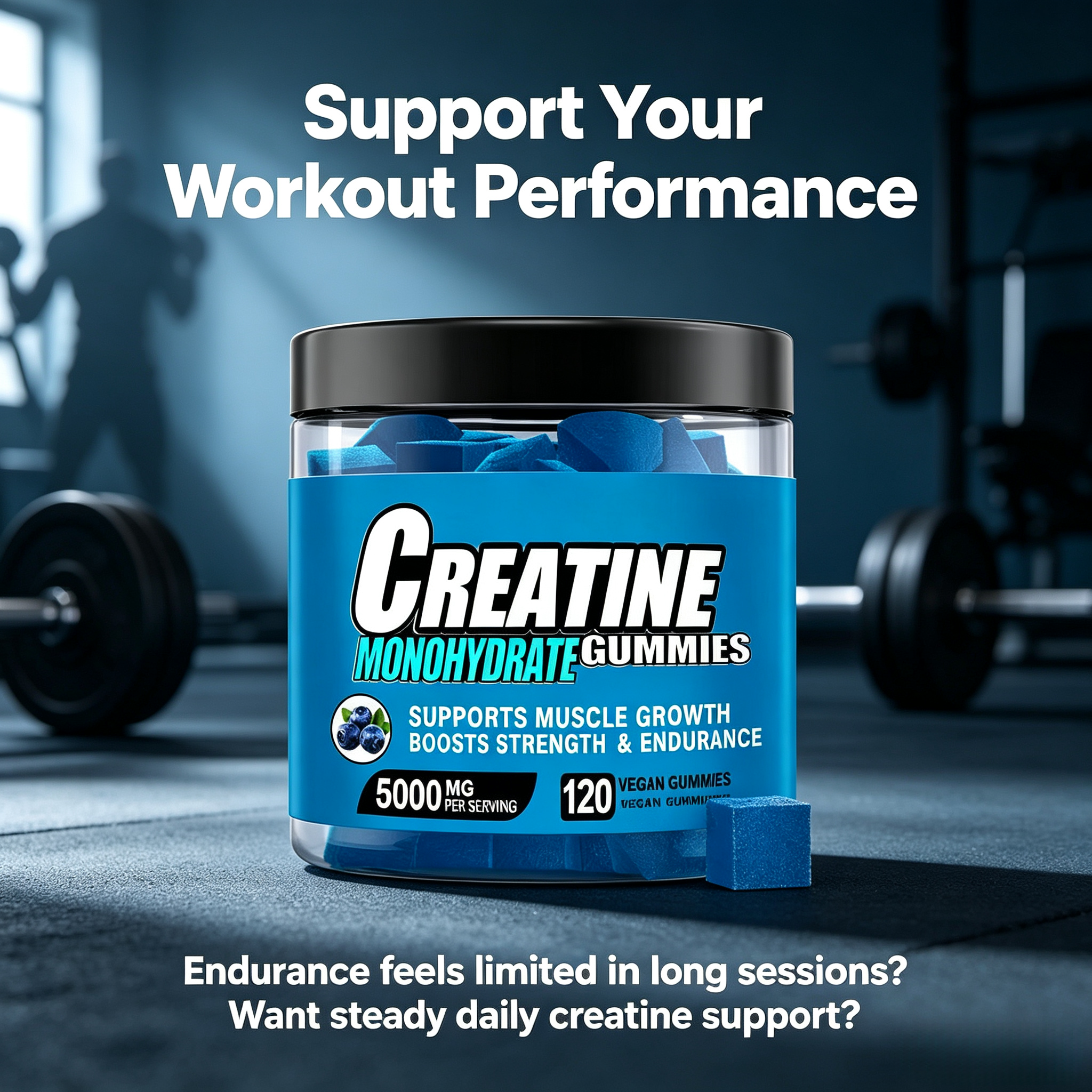 OEM ODM Creatine Gummies 5g Per Serving for Athletic Endurance & Recovery Creatine Monohydrate Gummies for Muscle Growth