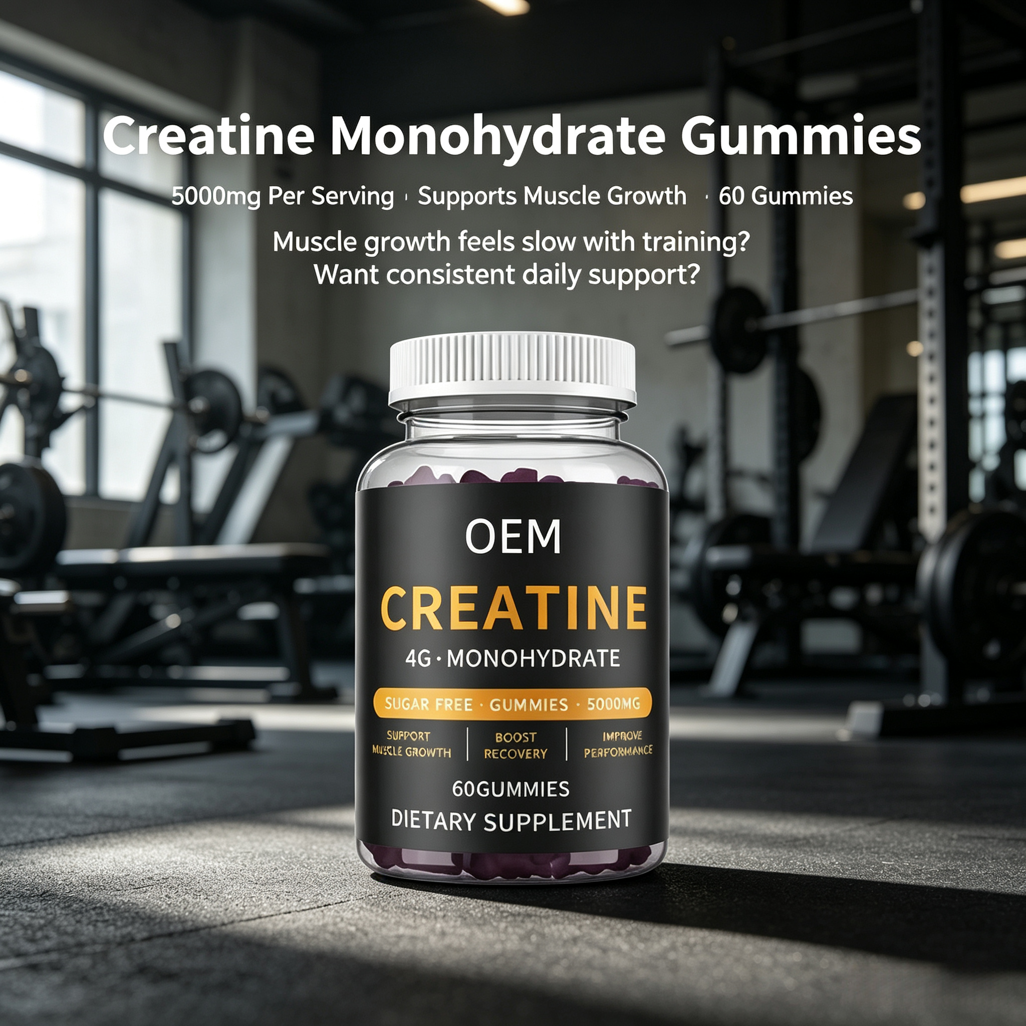 Creatine Gummies Pre-Workout Gummies Boost for Strength & Muscle Gain 4g Creatine Monohydrate Factory Direct Sales