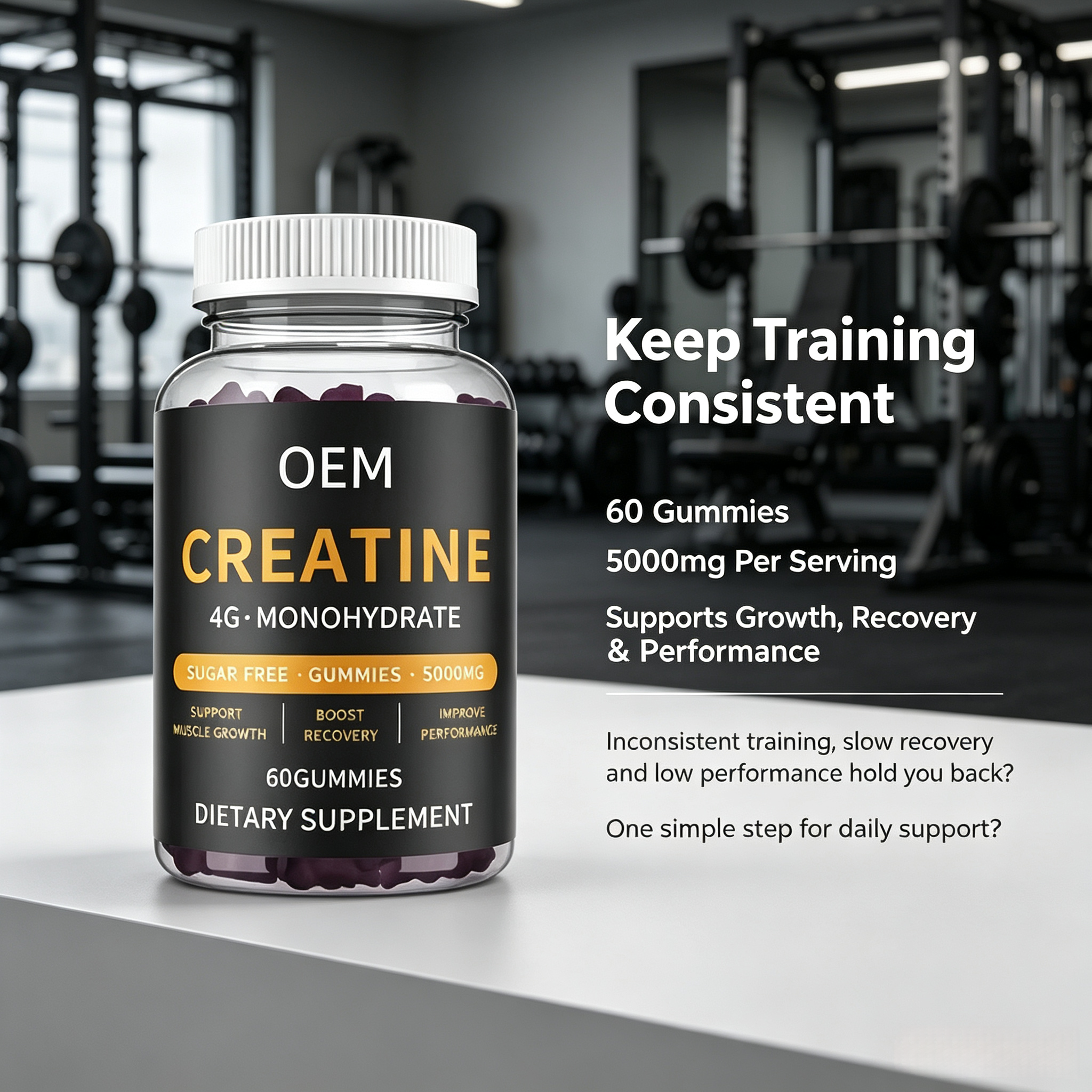 Creatine Gummies Pre-Workout Gummies Boost for Strength & Muscle Gain 4g Creatine Monohydrate Factory Direct Sales