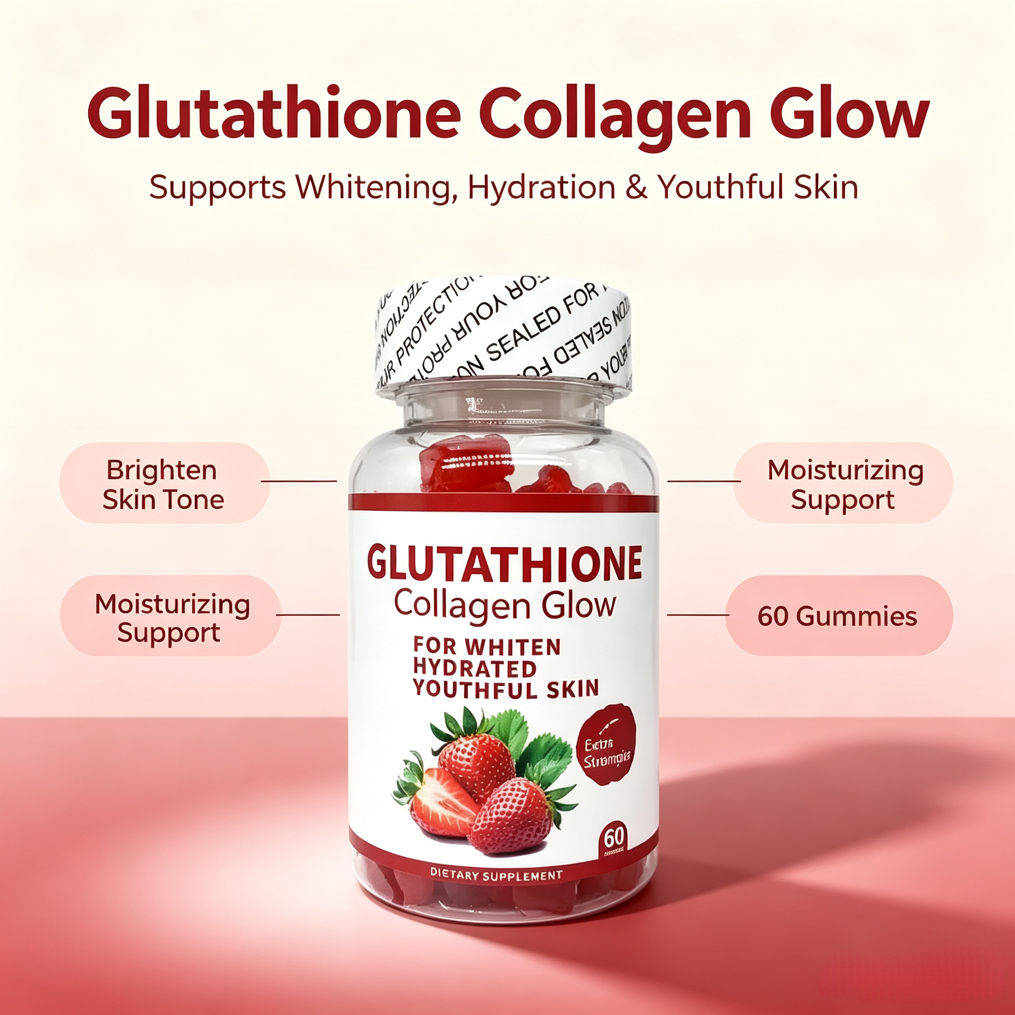 L-Glutathione Gummies Skin Brightening Vitamin C Collagen Gummies Skin Antioxidant Support