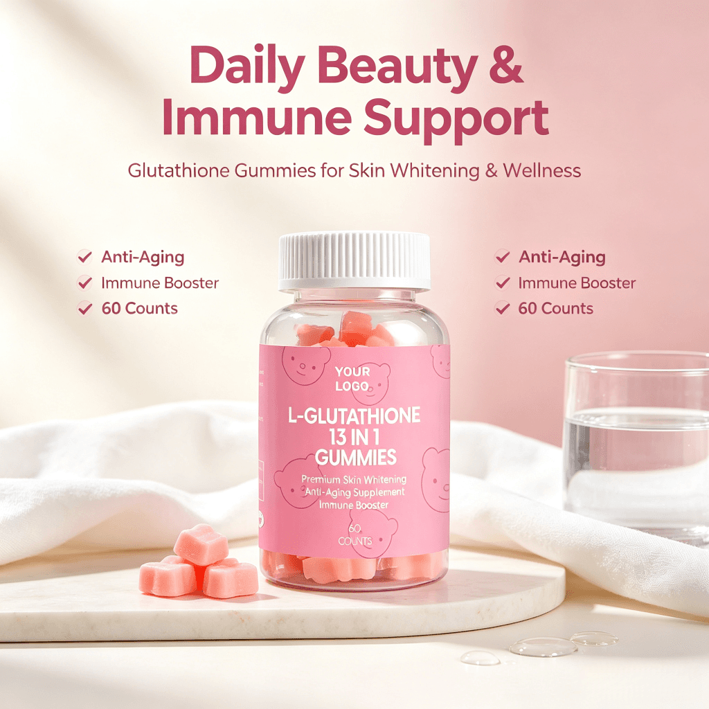Oem Odm L-Glutathione Gummies Collagen Multivitamin Vitamin C 13 in 1 Supplements Vegan Skin Gummy Vitamins for Anti-aging