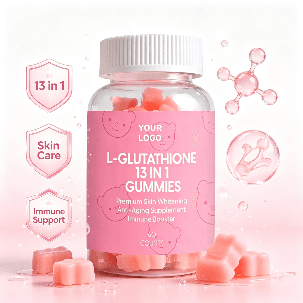 Oem Odm L-Glutathione Gummies Collagen Multivitamin Vitamin C 13 in 1 Supplements Vegan Skin Gummy Vitamins for Anti-aging