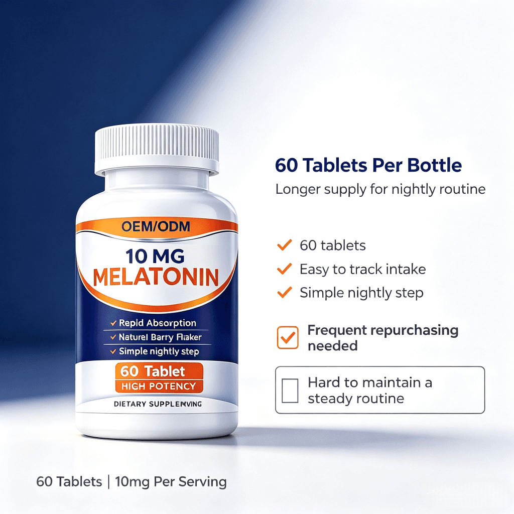 High Strength Melatonin Tablet 10mg Melatonin Improve Sleep Quality & Daily Energy Sleep Supplement Tablet