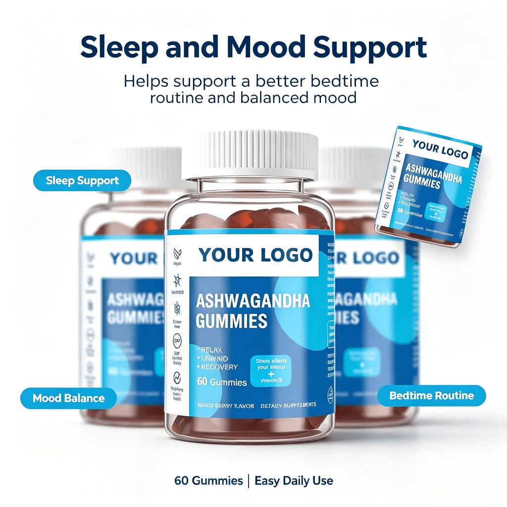 Natural Flavor Ashwagandha Gummy Candy Relax Improve Sleeping Immune Support Supplement Not for Pregnant Women
