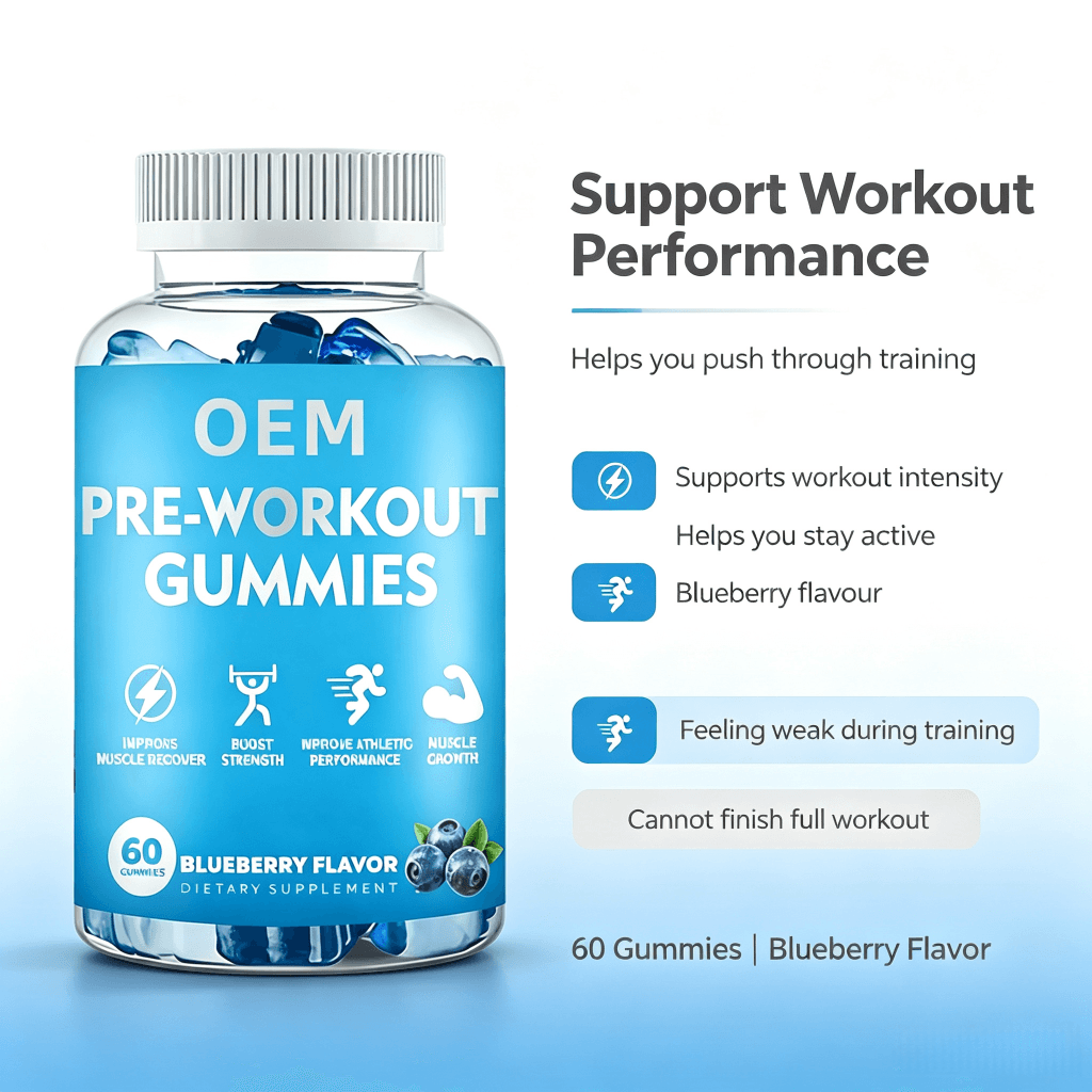 Pre-Workout Gummies Clean Energy & Focus with Beta-Alanine & Citrulline High Quality Energy Gummies