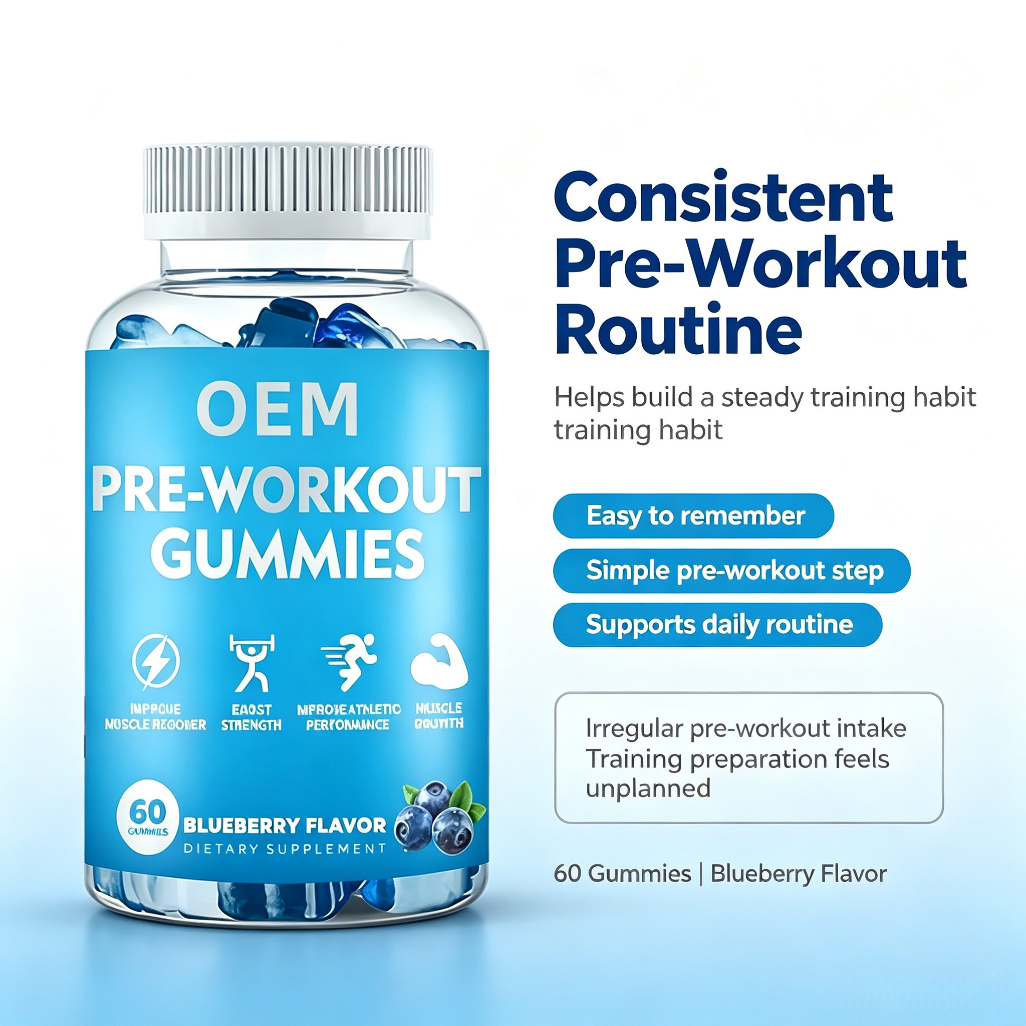 Pre-Workout Gummies Clean Energy & Focus with Beta-Alanine & Citrulline High Quality Energy Gummies