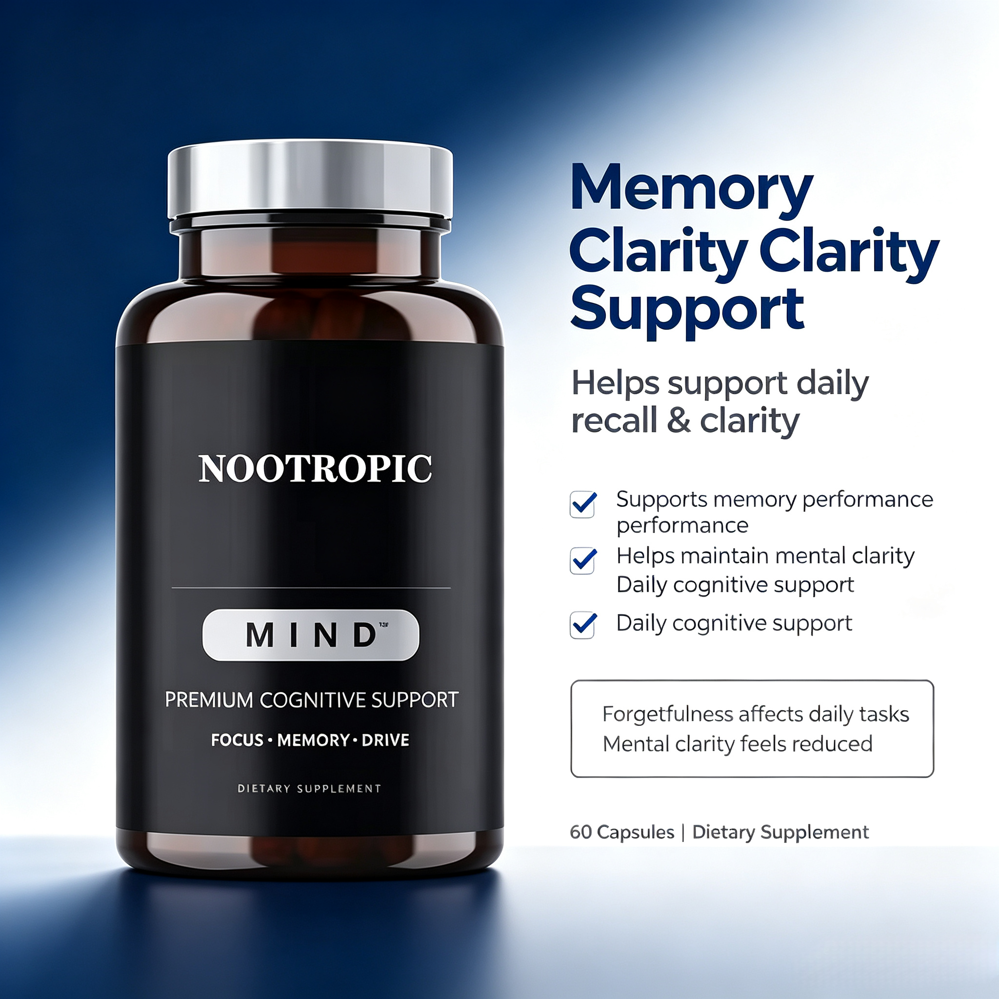 Oem Odm Nootropic Capsules Brain Supplement Alpha Gpc,L Theanine Focus Concentration Improve Memory Nootropics Brain