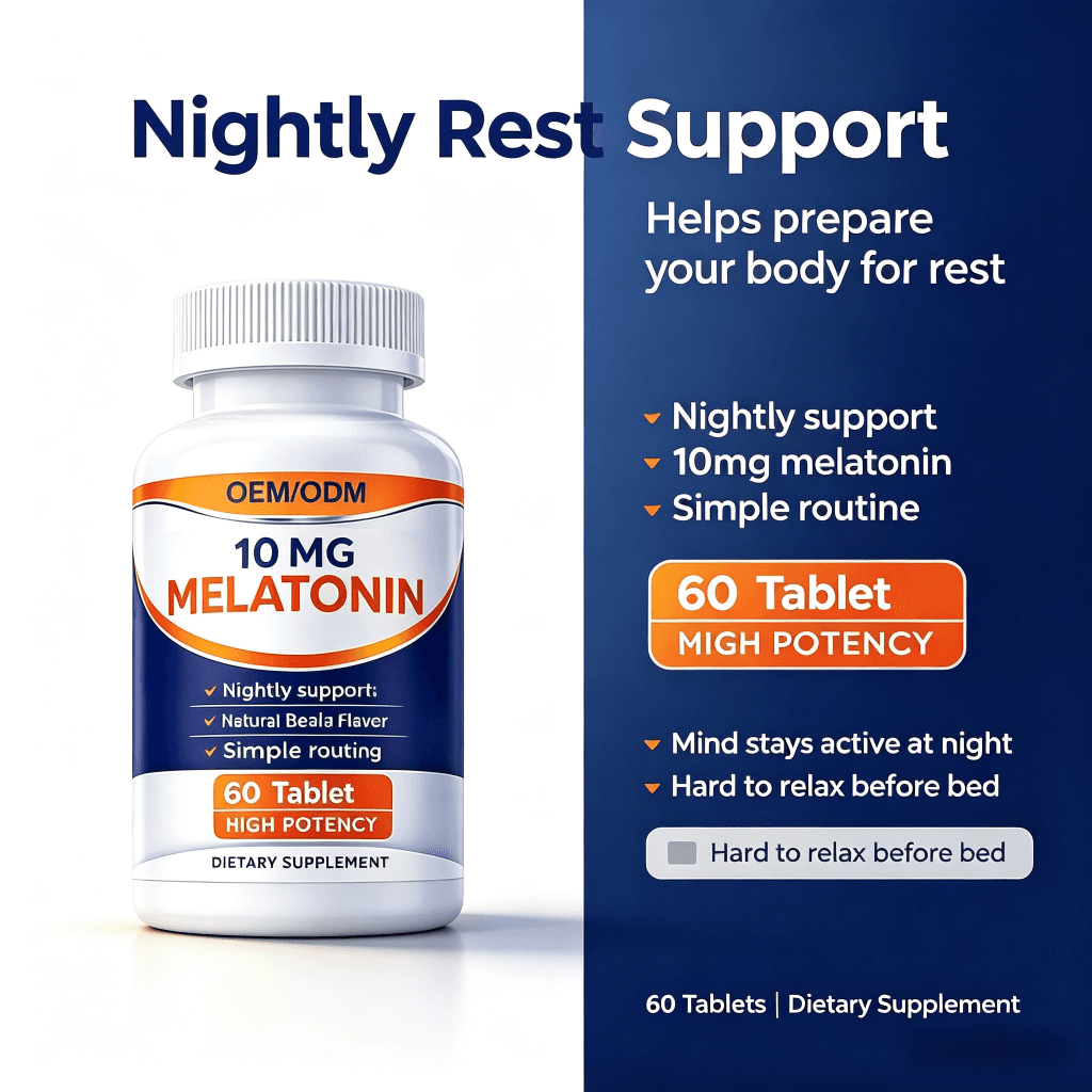 High Strength Melatonin Tablet 10mg Melatonin Improve Sleep Quality & Daily Energy Sleep Supplement Tablet