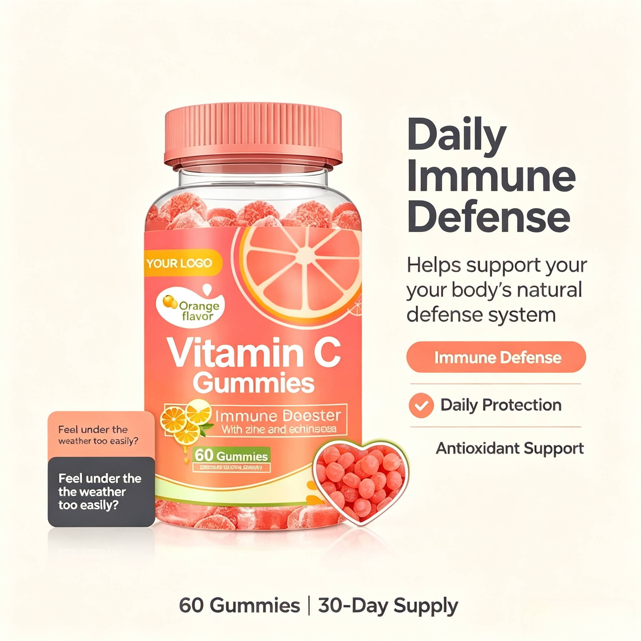 2025 Oem/odm Organic Vitamins C Gummy Vitamin C Gummies With Zinc for Immune Support Booster Supplement for Adults Kids
