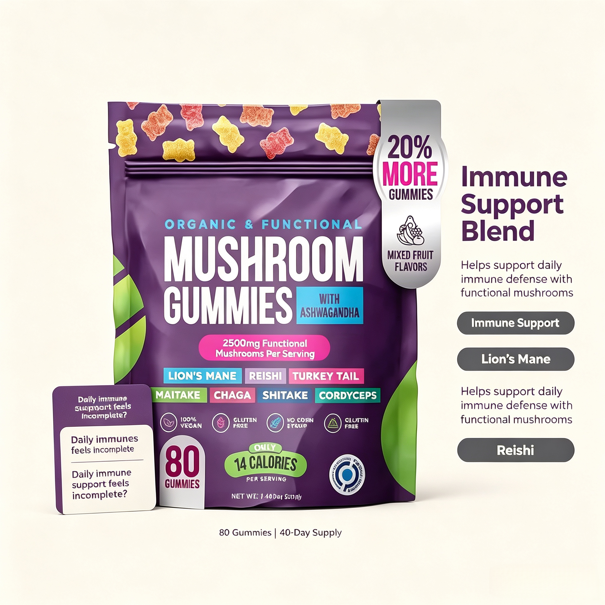 Factory Price Dropshipping Custom Logo Label Supplement Manufacturer Edible Mushroom Gummies
