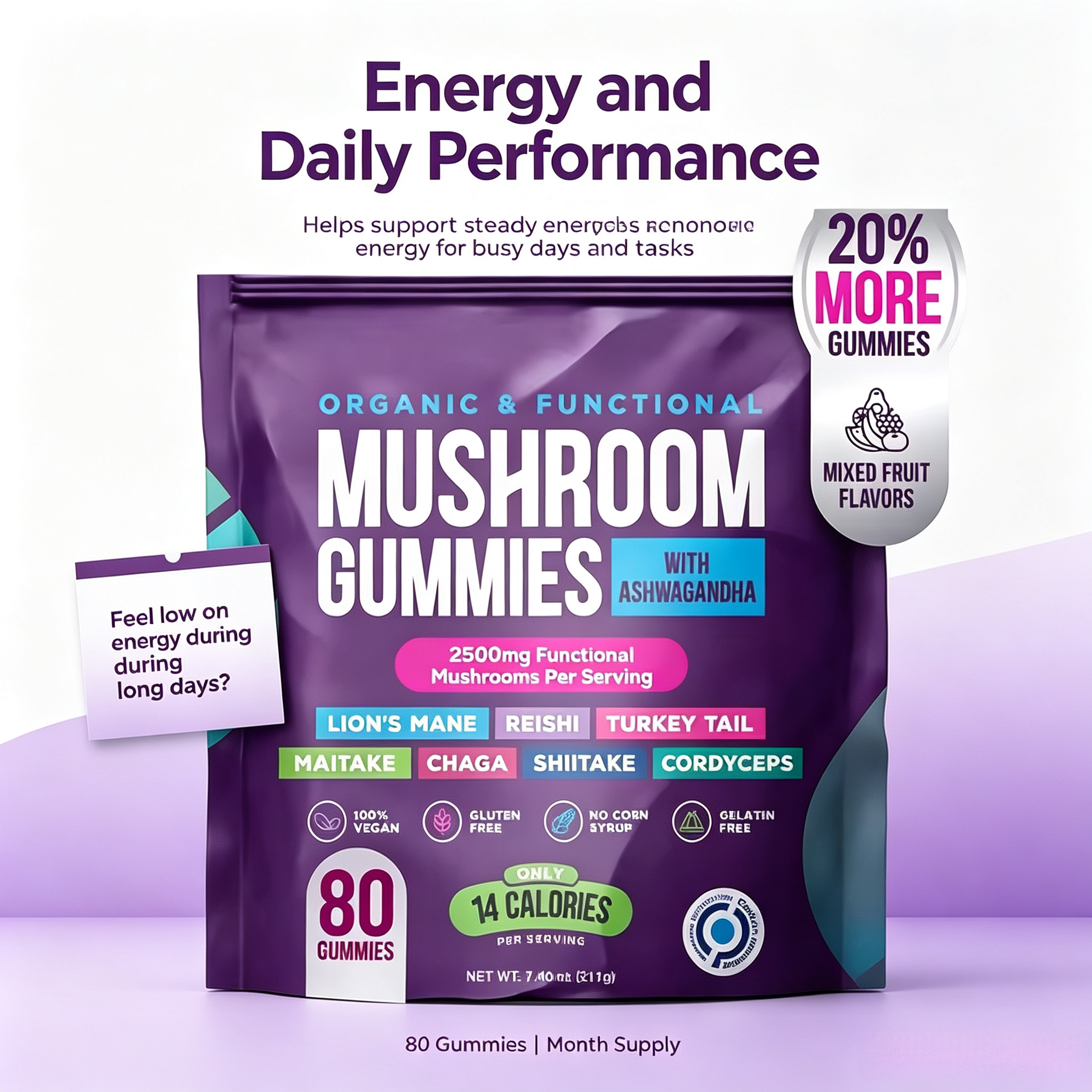 Factory Price Dropshipping Custom Logo Label Supplement Manufacturer Edible Mushroom Gummies