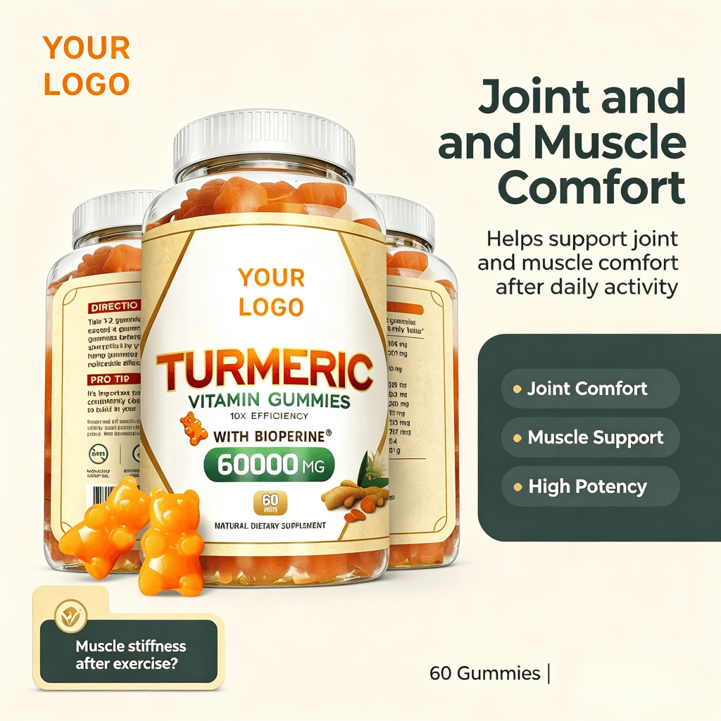 Dropshipping Private Label Herbal Supplements Bulk Vegan Pectin Gummy Candy Turmeric Ginger Gummies Adult