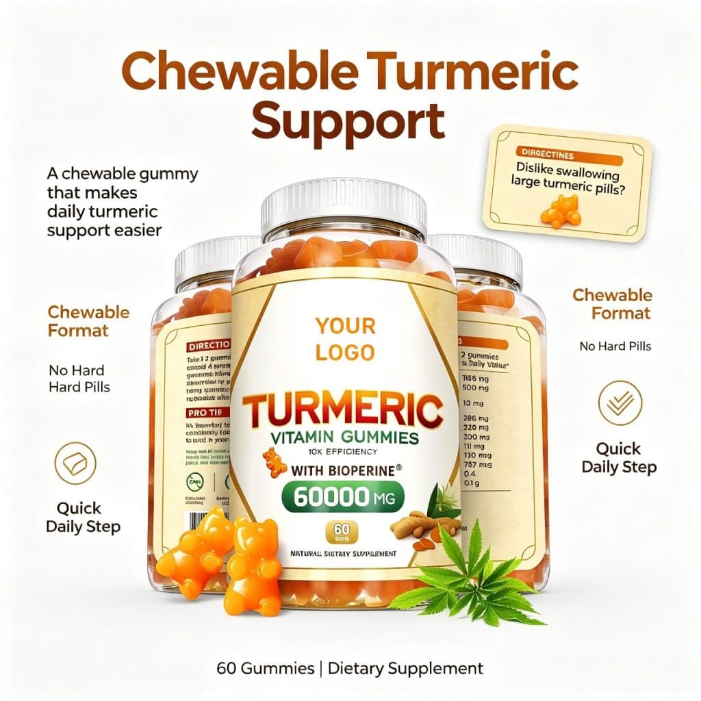 Dropshipping Private Label Herbal Supplements Bulk Vegan Pectin Gummy Candy Turmeric Ginger Gummies Adult