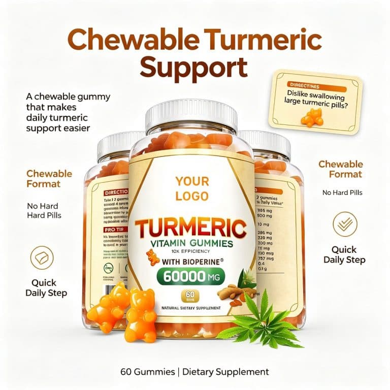 Dropshipping Private Label Herbal Supplements Bulk Vegan Pectin Gummy Candy Turmeric Ginger Gummies Adult