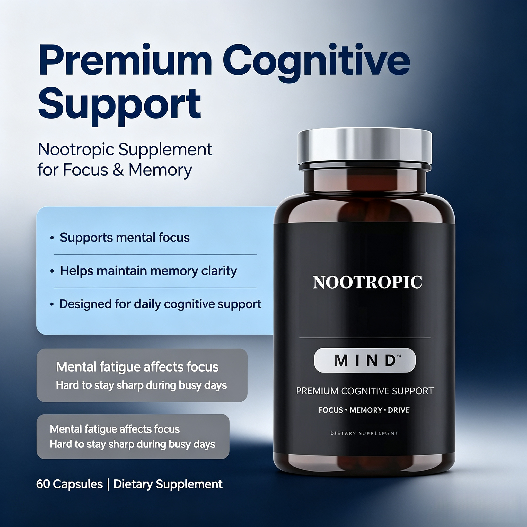 Oem Odm Nootropic Capsules Brain Supplement Alpha Gpc,L Theanine Focus Concentration Improve Memory Nootropics Brain