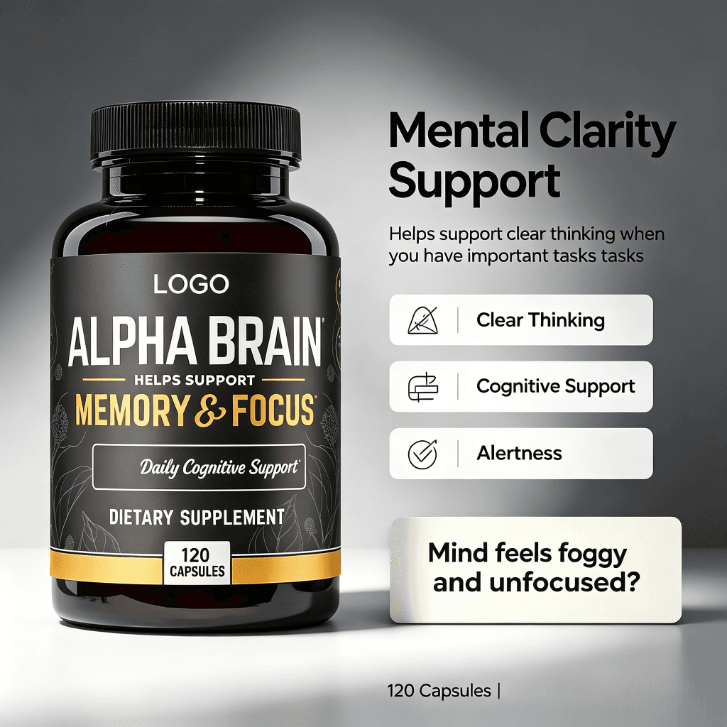 Private Label Wholesale Capsule Premium Citicoline Memory Focus Nootropic Brain Supplement