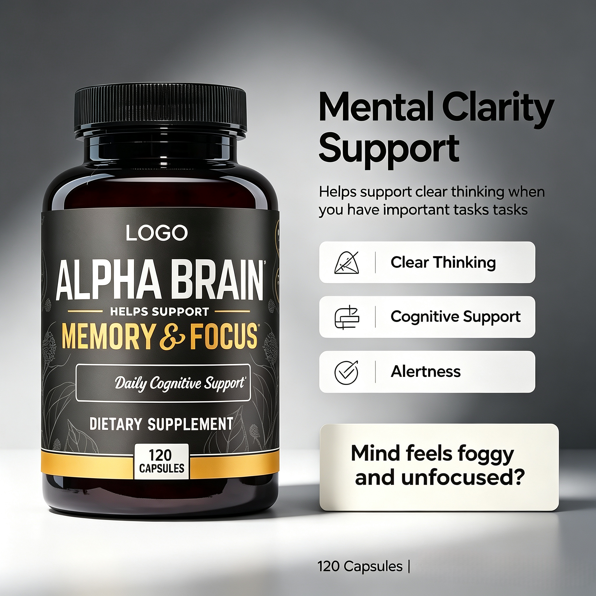 Private Label Wholesale Capsule Premium Citicoline Memory Focus Nootropic Brain Supplement