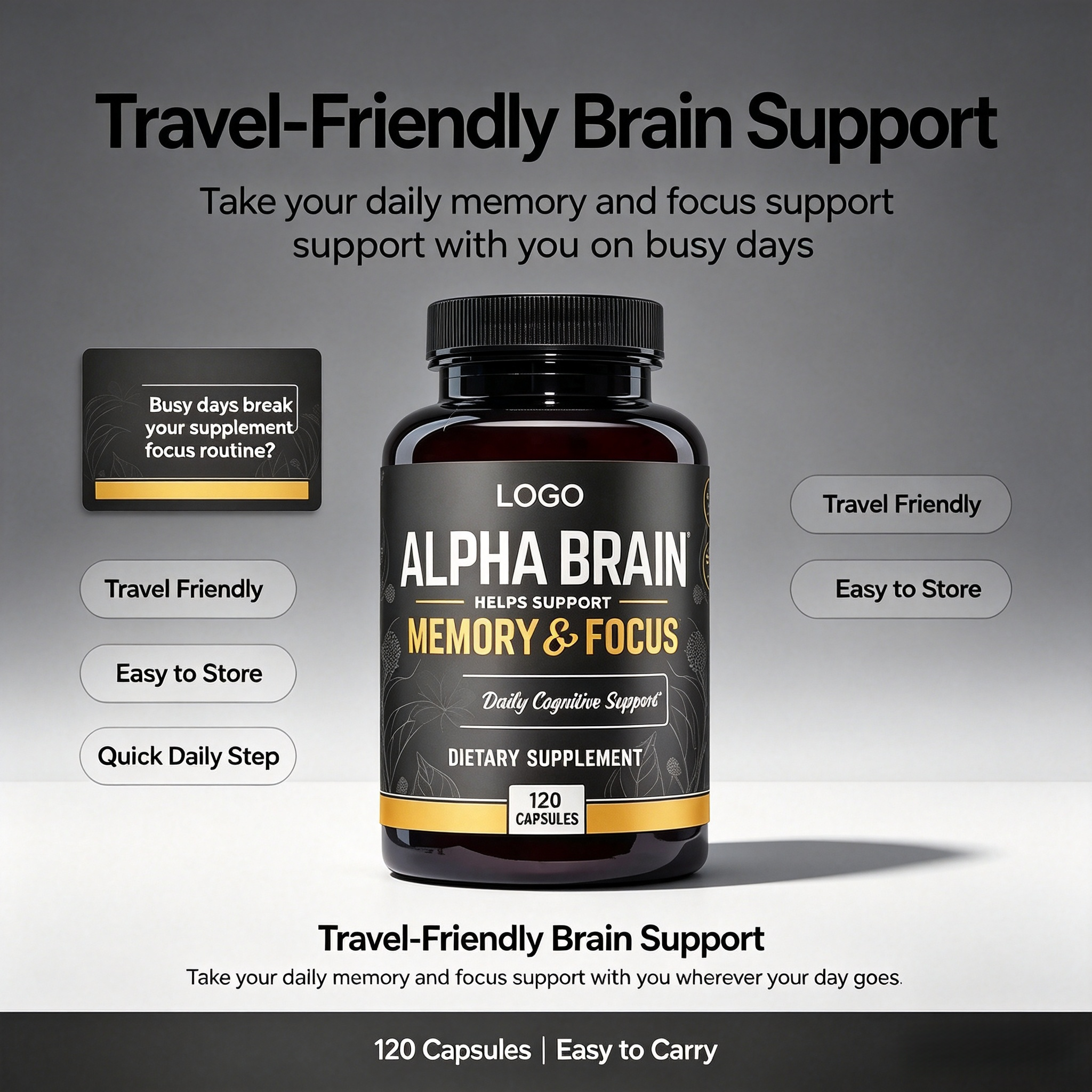 Private Label Wholesale Capsule Premium Citicoline Memory Focus Nootropic Brain Supplement