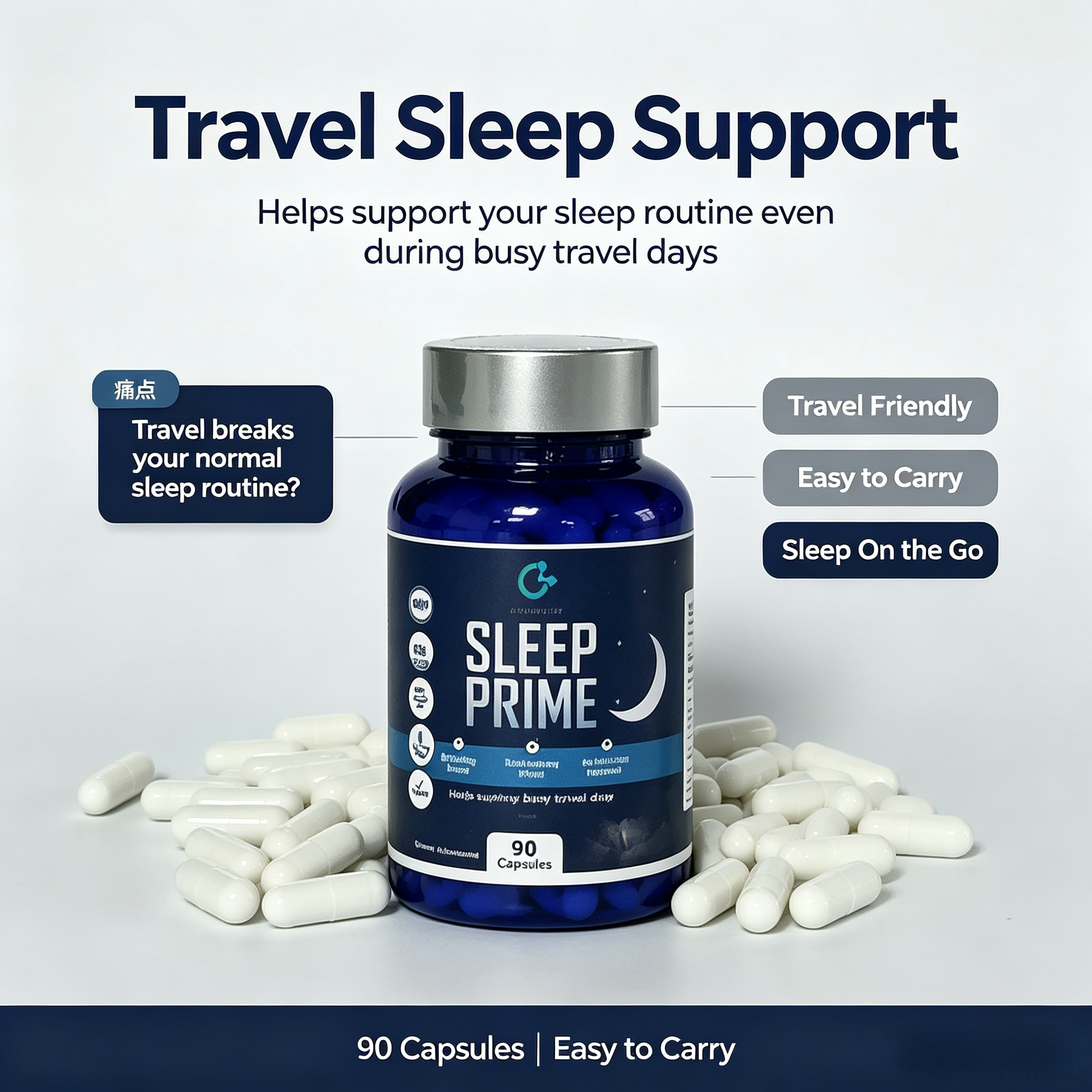 Halal Melatonin Sleep Capsules Natural Herbal Ingredients Sleep Relaxing Soothe Supplement Sleep Capsules