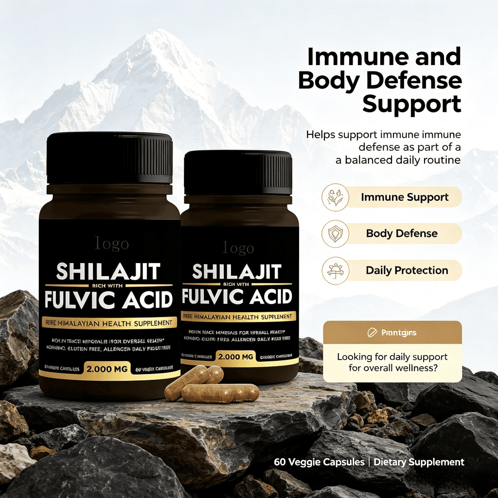 Private Label Pure Shilajit Capsules Organic Supplement Naturel Shilajit Resin Pure Himalayan Extract