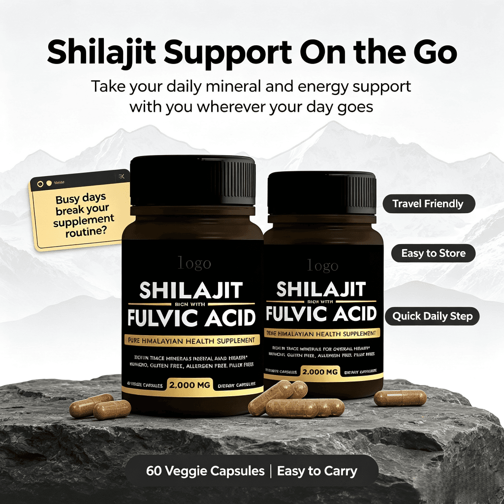 Private Label Pure Shilajit Capsules Organic Supplement Naturel Shilajit Resin Pure Himalayan Extract