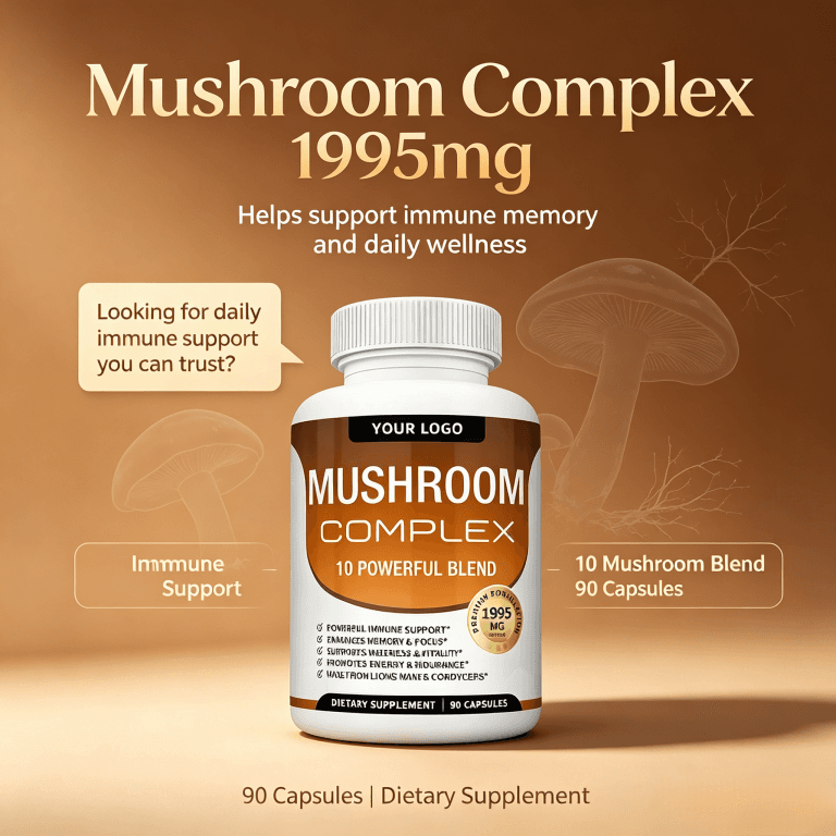Mushroom Complex Capsules Nootropics Brain Boost Supplement Organic Lion's Mane Reishi Extract Mix Blend Mushroom Capsule