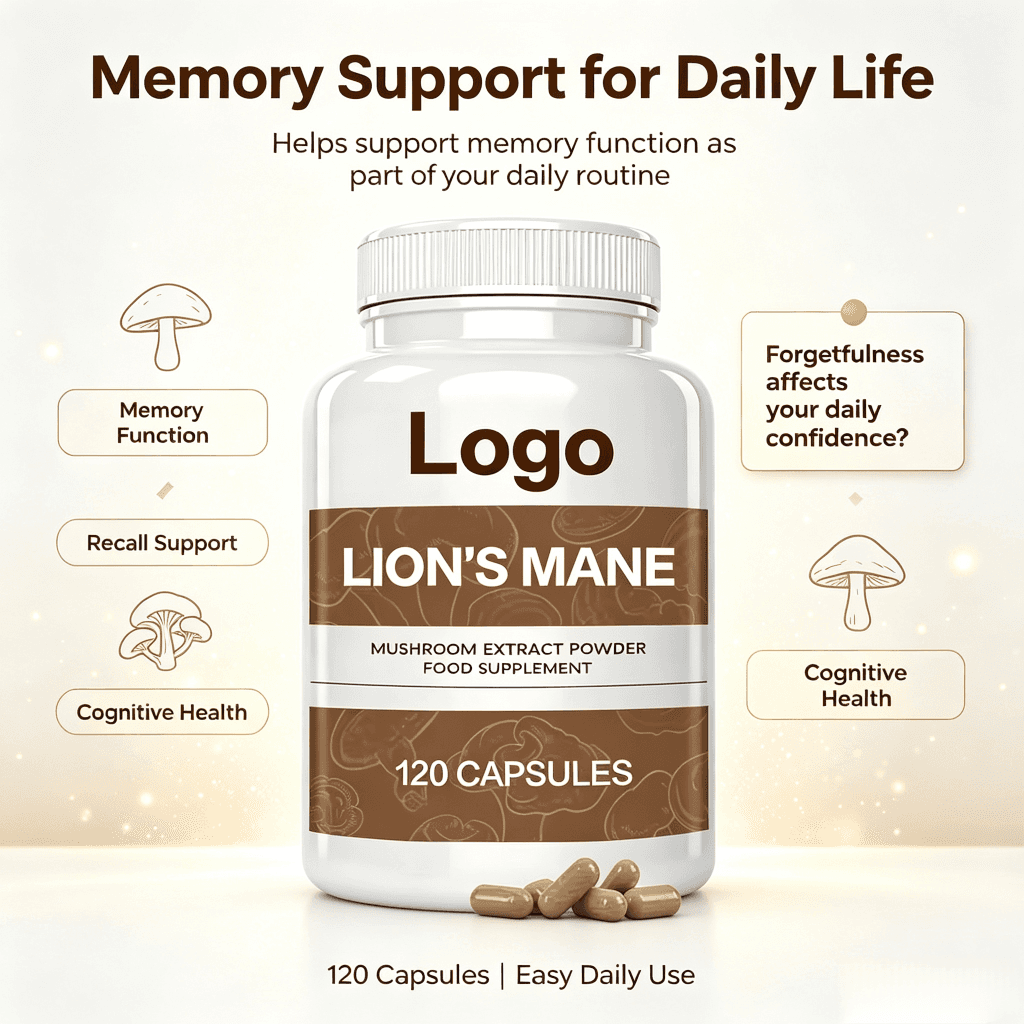 Private Label Organic Lions Mane Powder Extract Organic Lion's Mane Capsules Mushroom Lions Mane Capsules