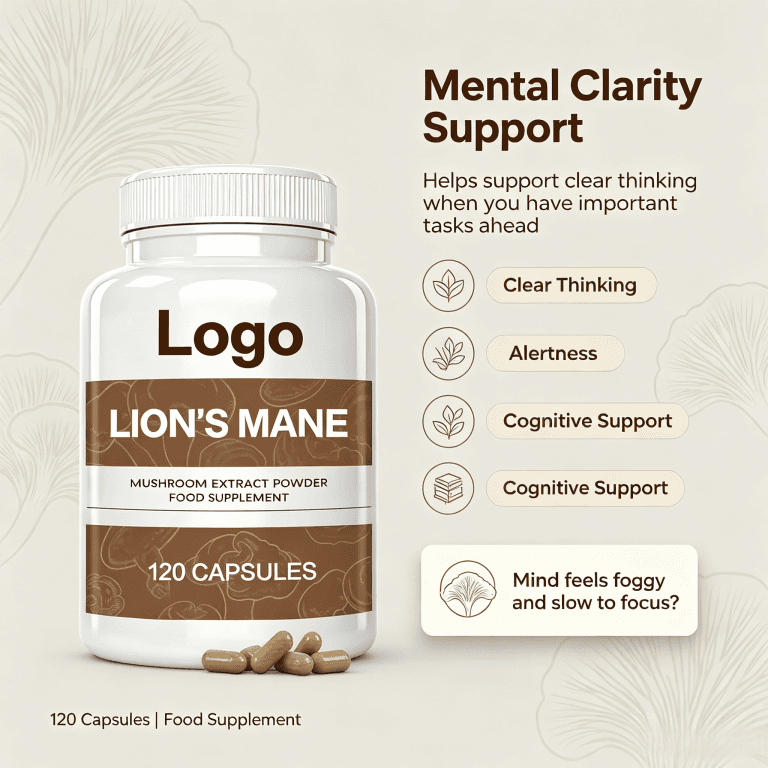 Private Label Organic Lions Mane Powder Extract Organic Lion's Mane Capsules Mushroom Lions Mane Capsules