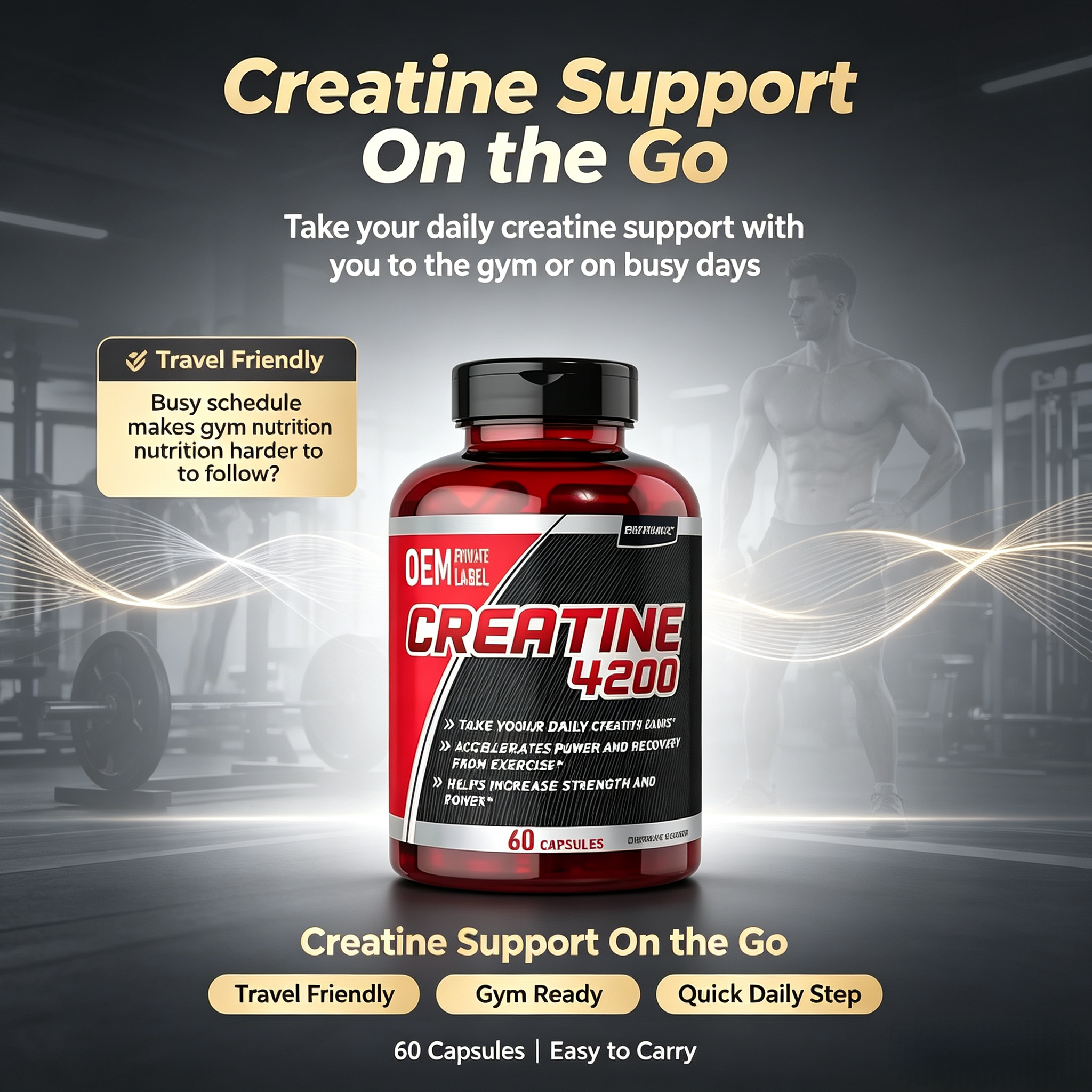 Hot Products Pure Creatine Monohydrate Capsules Micronized Adult Sports Supplements 60 Capsules