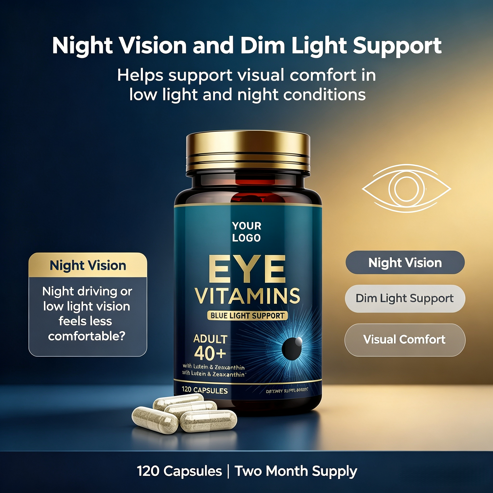 Premium Quality Eye Health Dietary Supplement Capsules with Lutein Zeaxanthin Zinc Vitamin C E for Adults-OEM Service