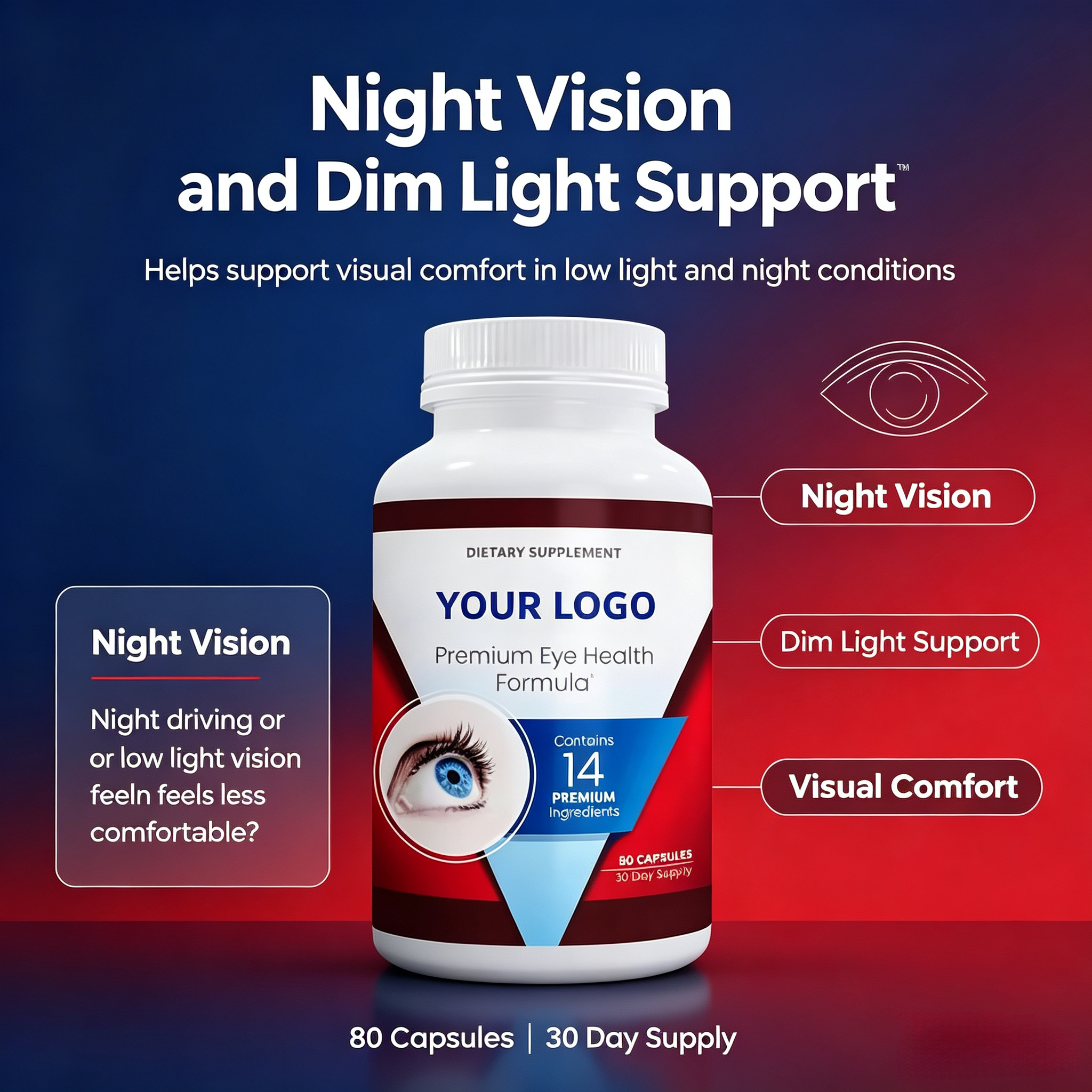 60 Capsules Nutrition Vision Eye Supplement for Adults Occasional Dry Eye With Lutein Supports Vision Health Care