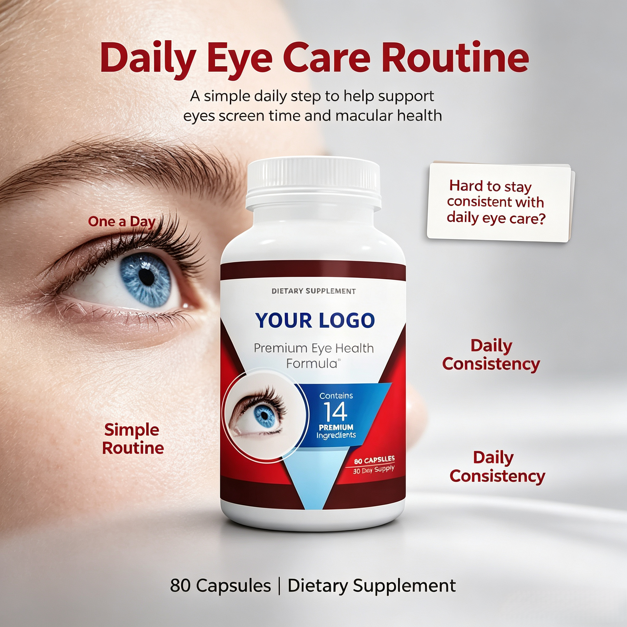 60 Capsules Nutrition Vision Eye Supplement for Adults Occasional Dry Eye With Lutein Supports Vision Health Care