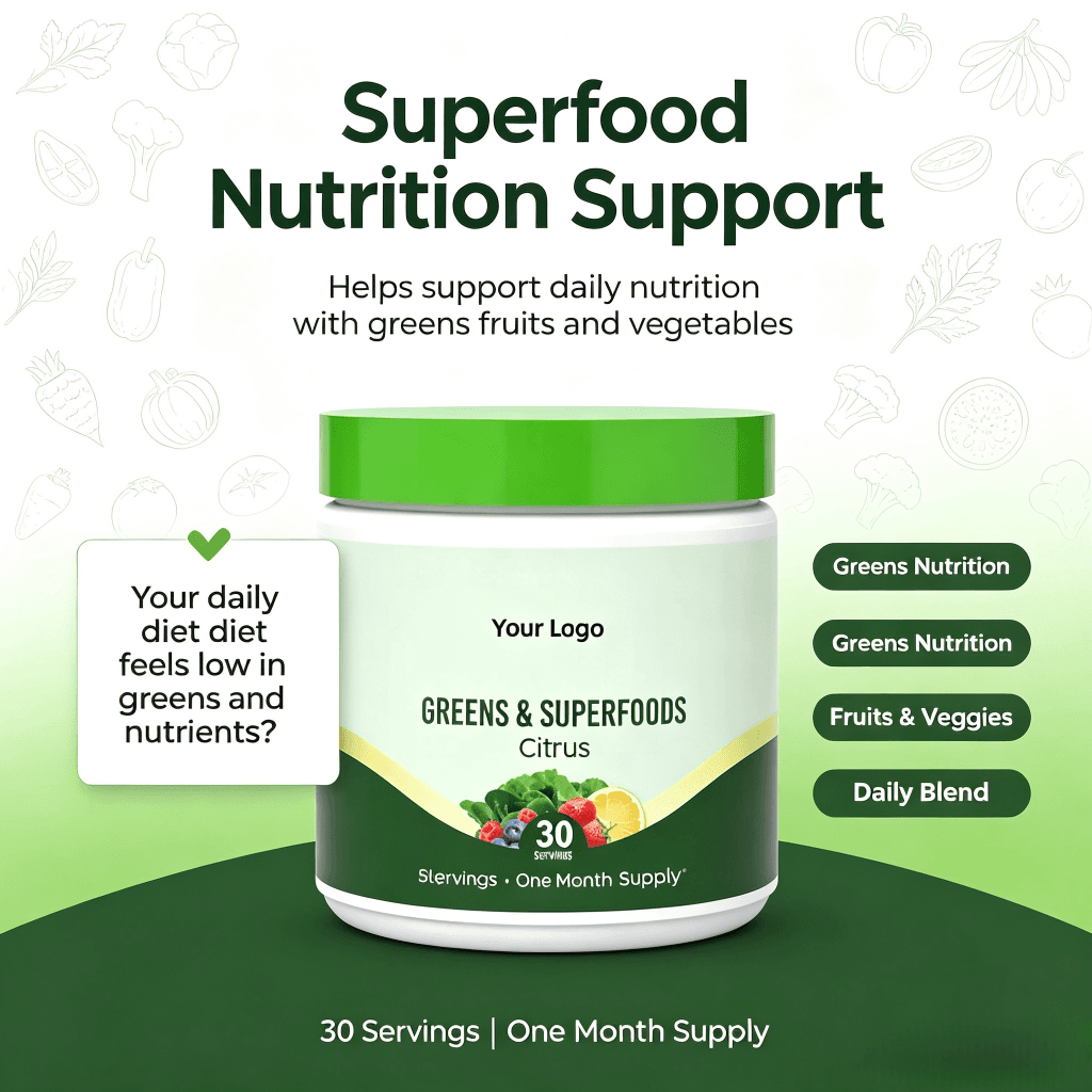 Hot Sale High Quality Organic Super Food Flavoured Nutrition Green Superfood Probiotics Super Greens Powder