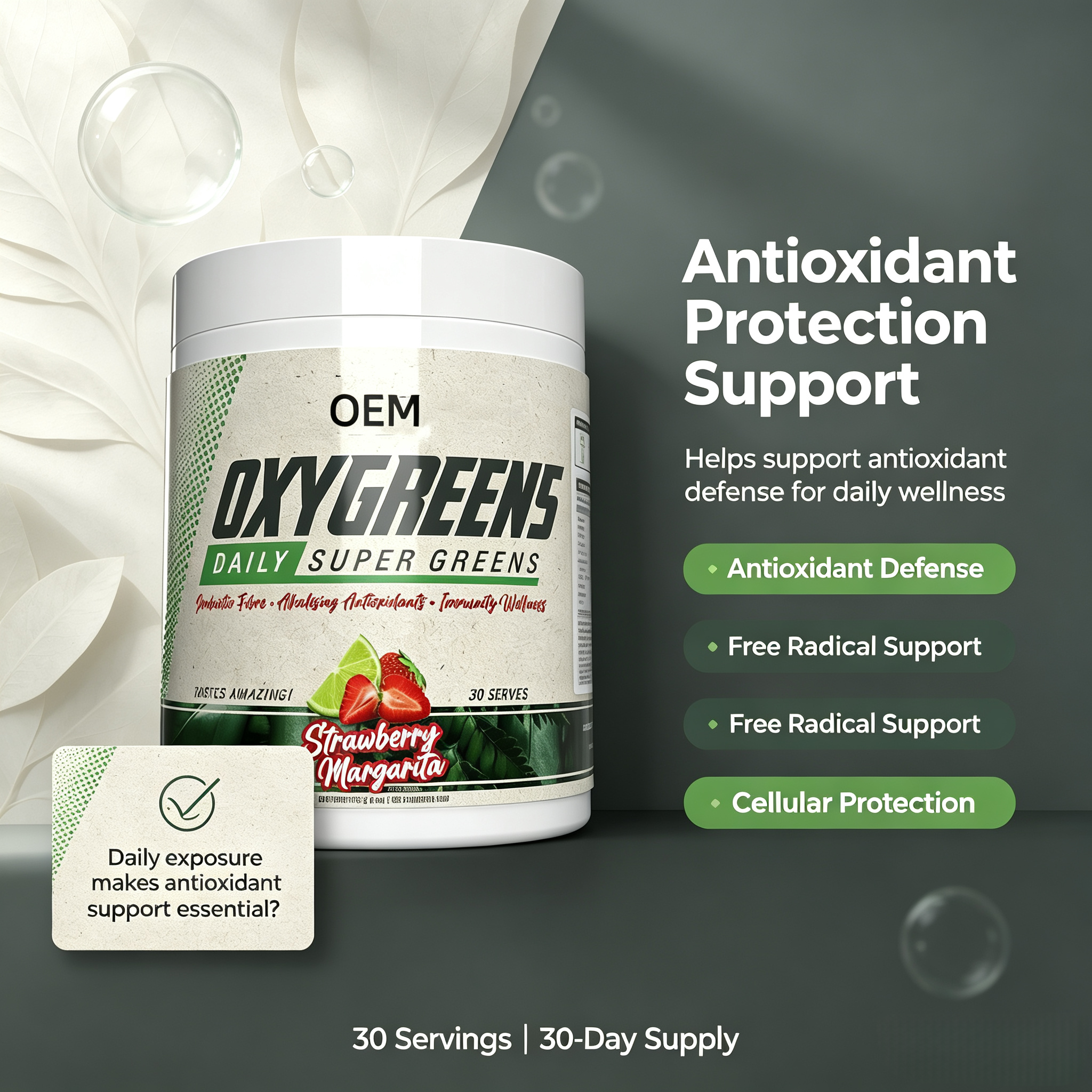 OdmGreen Powder Superfood Dietary Supplement Organic Green Superfoods Blend Super Greens Raw Vegetable Powder