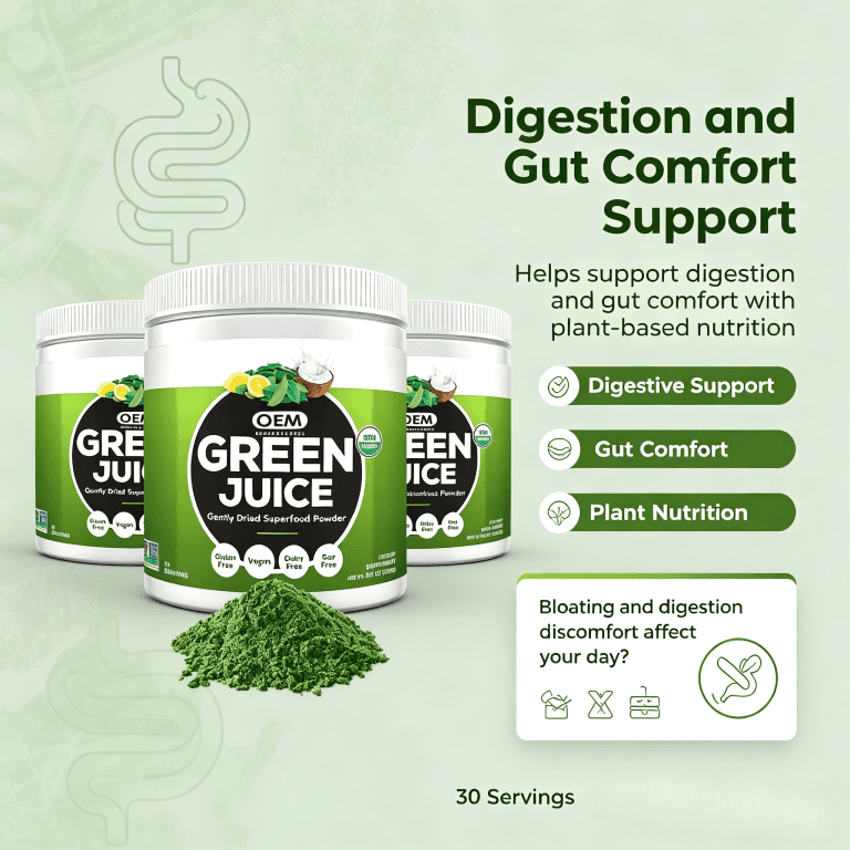 Oem Super Greens Powder Premium Superfood 20+ Organic Green Veggie Powder Whole Foods Wheat Grass Spirulina Chlorella Extracts