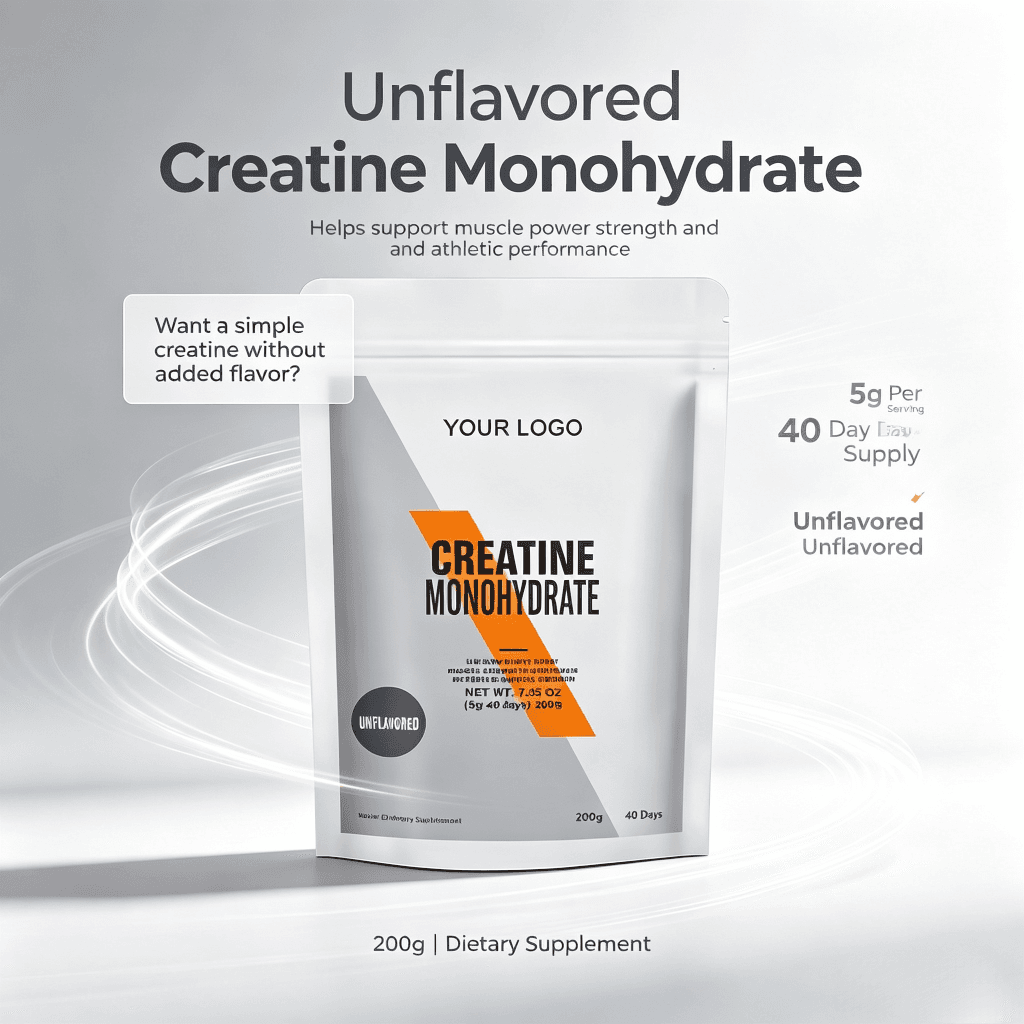 White Label Custom Creatine Monohydrate Powder 200 Grams Pure Unflavored Creatine Powder