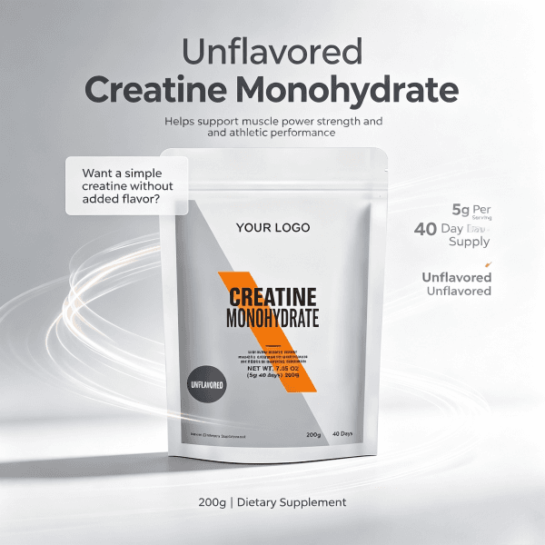 White Label Custom Creatine Monohydrate Powder 200 Grams Pure Unflavored Creatine Powder
