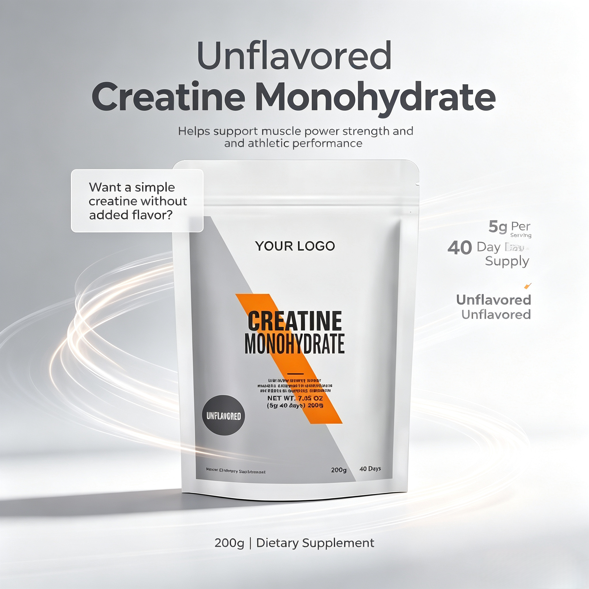 White Label Custom Creatine Monohydrate Powder 200 Grams Pure Unflavored Creatine Powder