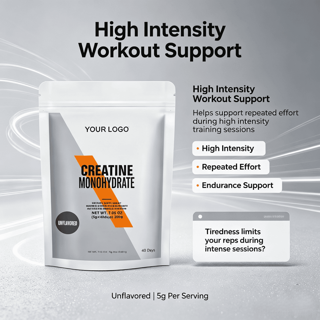 White Label Custom Creatine Monohydrate Powder 200 Grams Pure Unflavored Creatine Powder