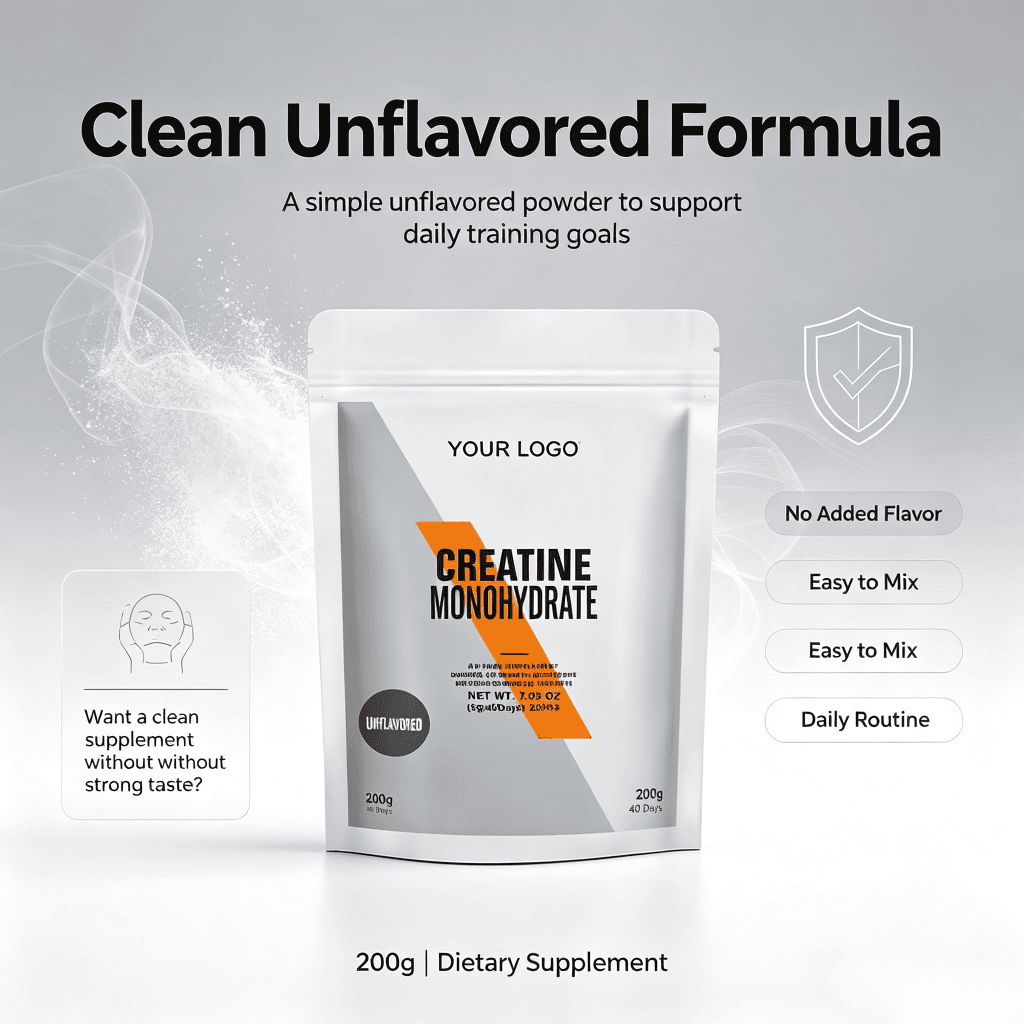 White Label Custom Creatine Monohydrate Powder 200 Grams Pure Unflavored Creatine Powder