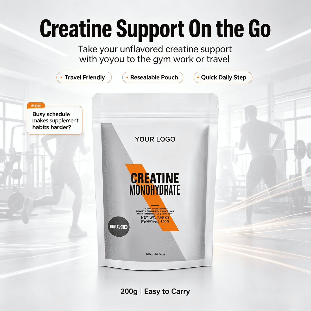 White Label Custom Creatine Monohydrate Powder 200 Grams Pure Unflavored Creatine Powder
