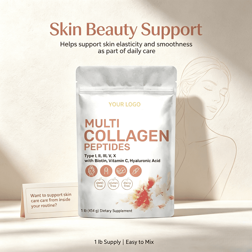 OEM Collagen Peptides Powder Skin Whitening Glow Digestive Enzymes for Healthy Skin Hair Nails Joint Support