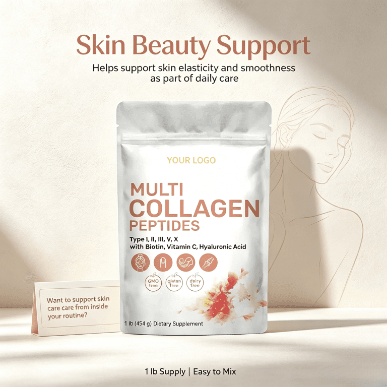 OEM Collagen Peptides Powder Skin Whitening Glow Digestive Enzymes for Healthy Skin Hair Nails Joint Support