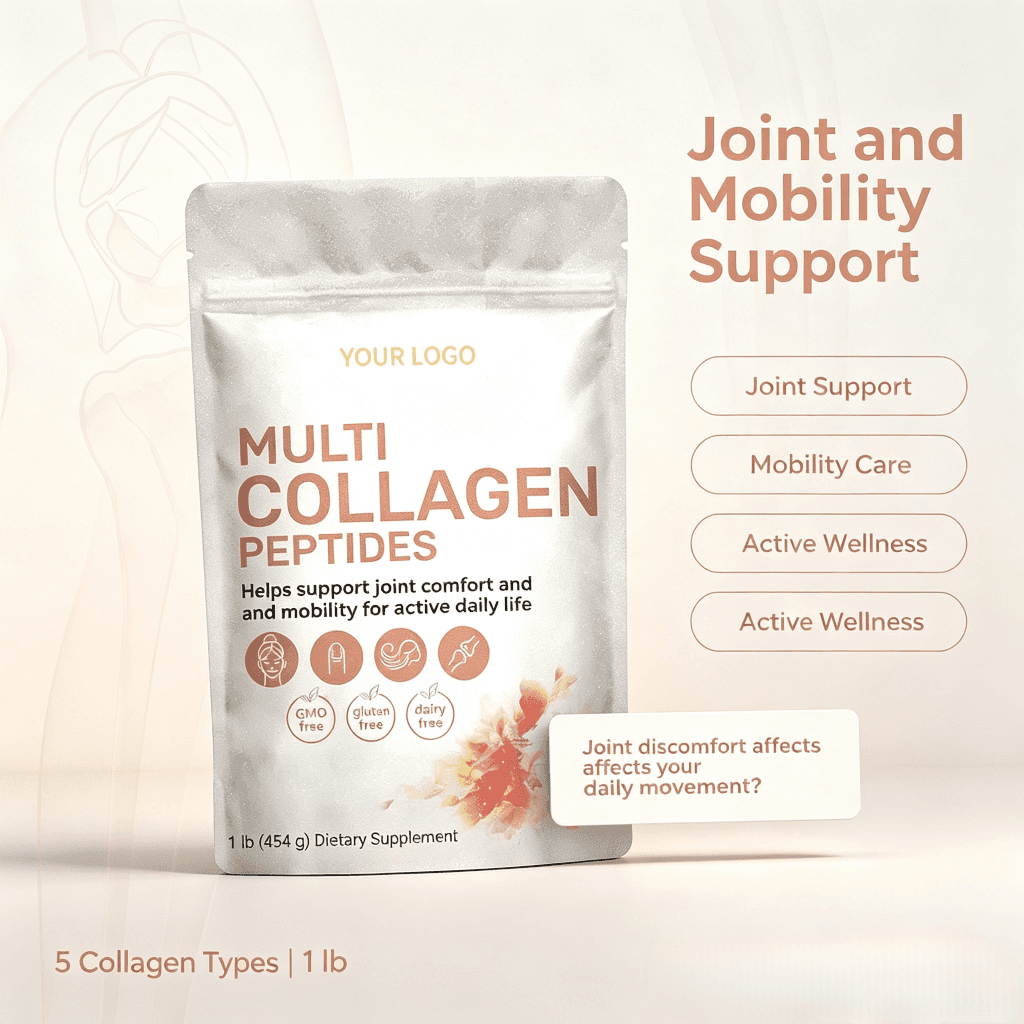 OEM Collagen Peptides Powder Skin Whitening Glow Digestive Enzymes for Healthy Skin Hair Nails Joint Support